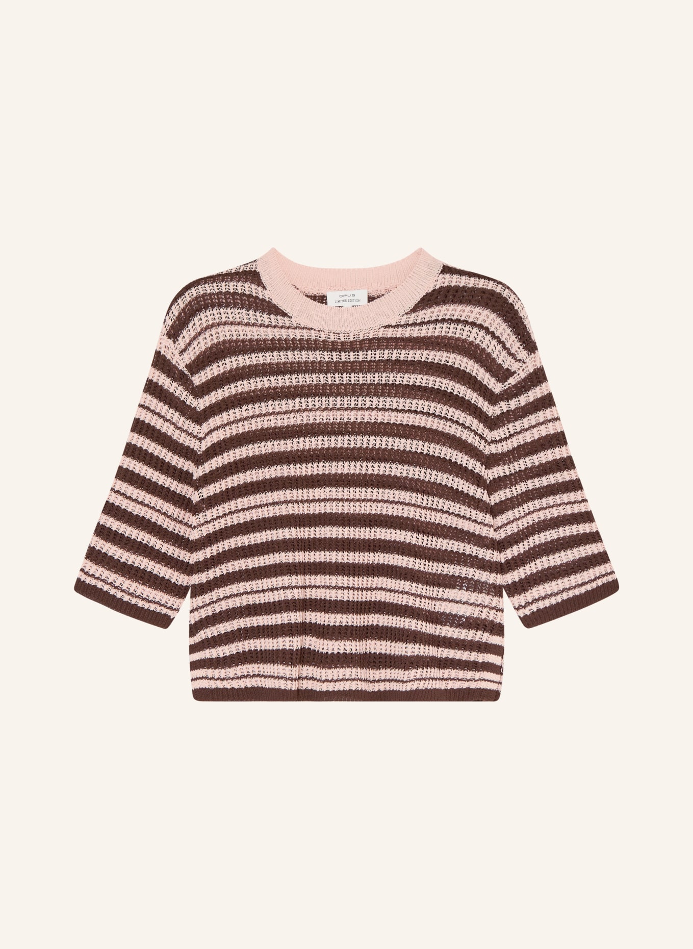 OPUS Pullover PUNNY mit 3/4-Arm: ROSA / DUNKELBRAUN