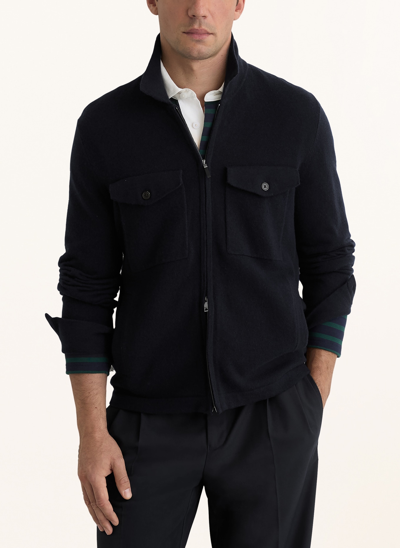 REISS Strickjacke DUNSTALL: DUNKELBLAU