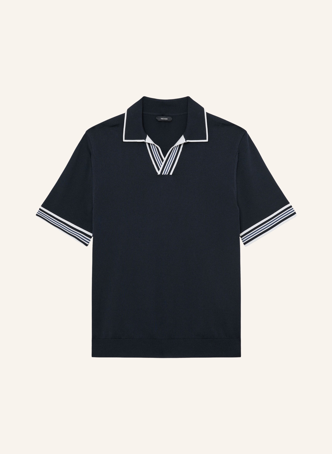 REISS Polo en maille POOLE: BLEU FONCÉ