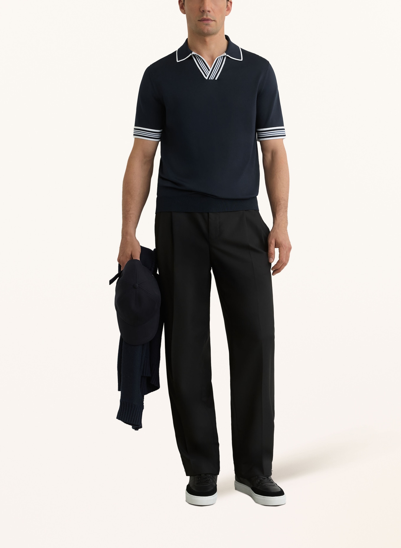 REISS Polo en maille POOLE: BLEU FONCÉ