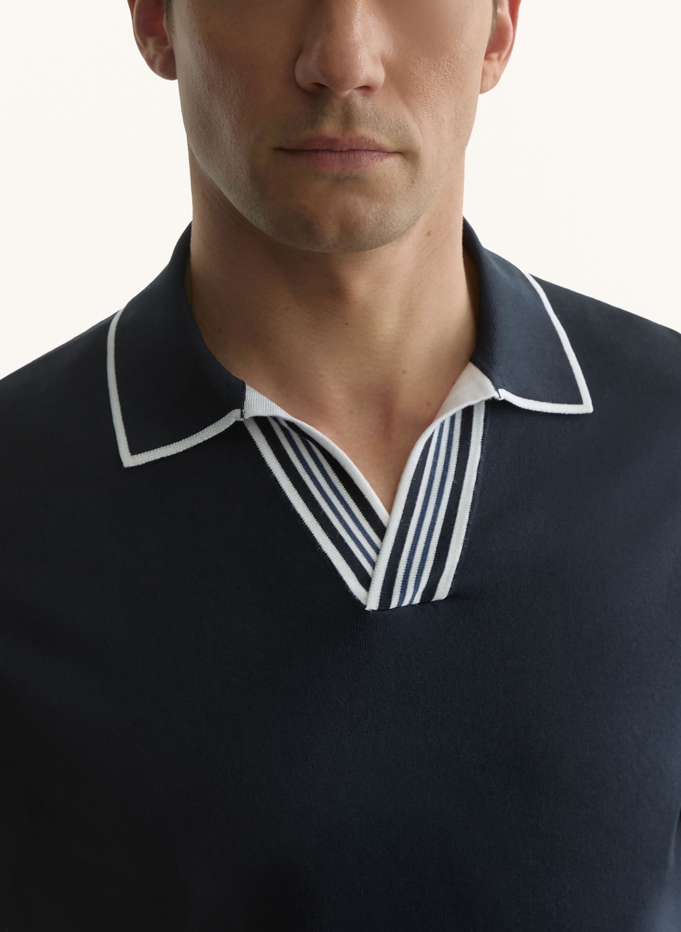 REISS Polo en maille POOLE: BLEU FONCÉ