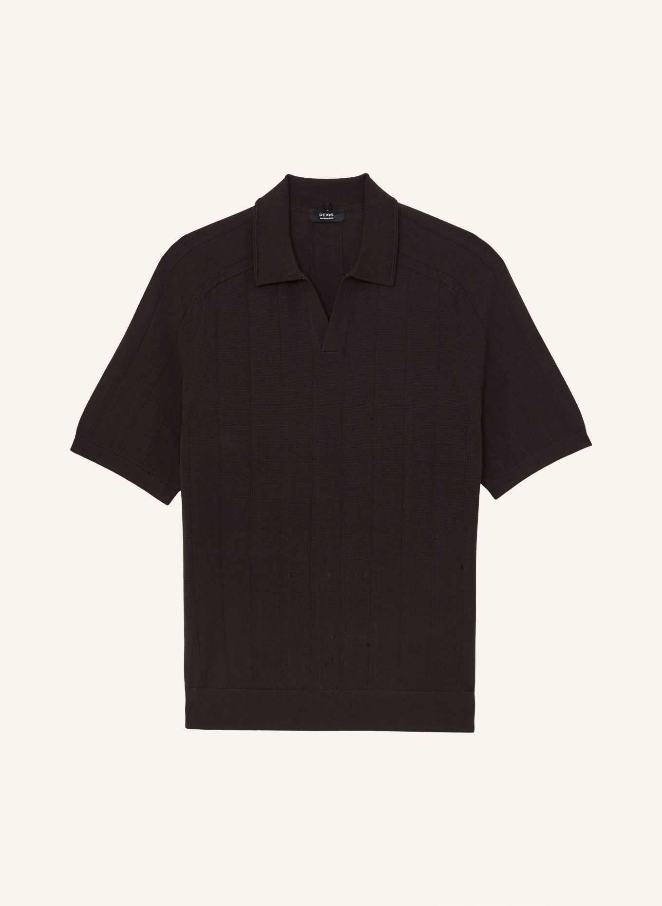 REISS Pull en maille CHELMSFORD en laine mérinos: MARRON FONCÉ