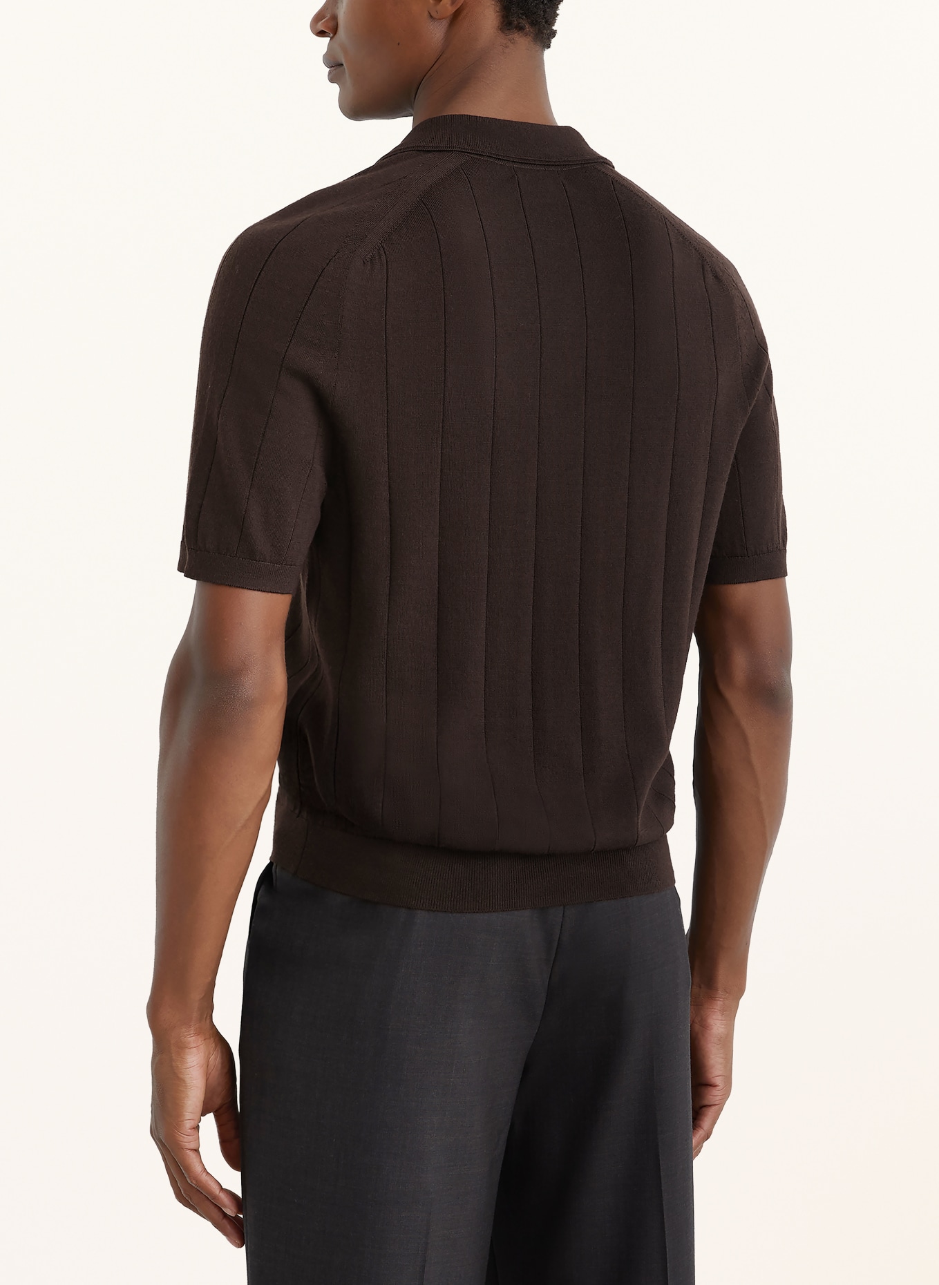 REISS Pull en maille CHELMSFORD en laine mérinos: MARRON FONCÉ