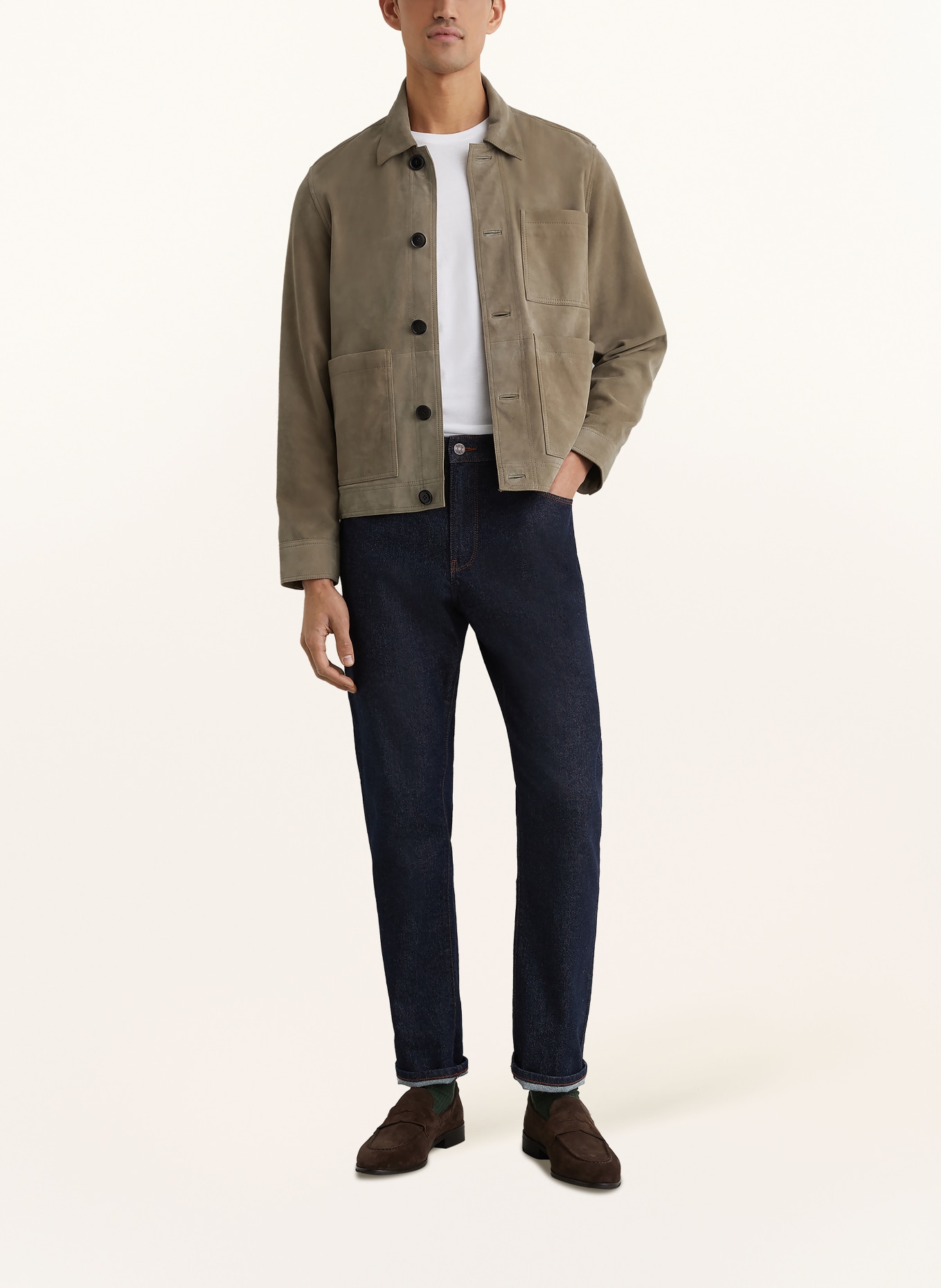 REISS Leder-Overjacket DANNY: GRÜN