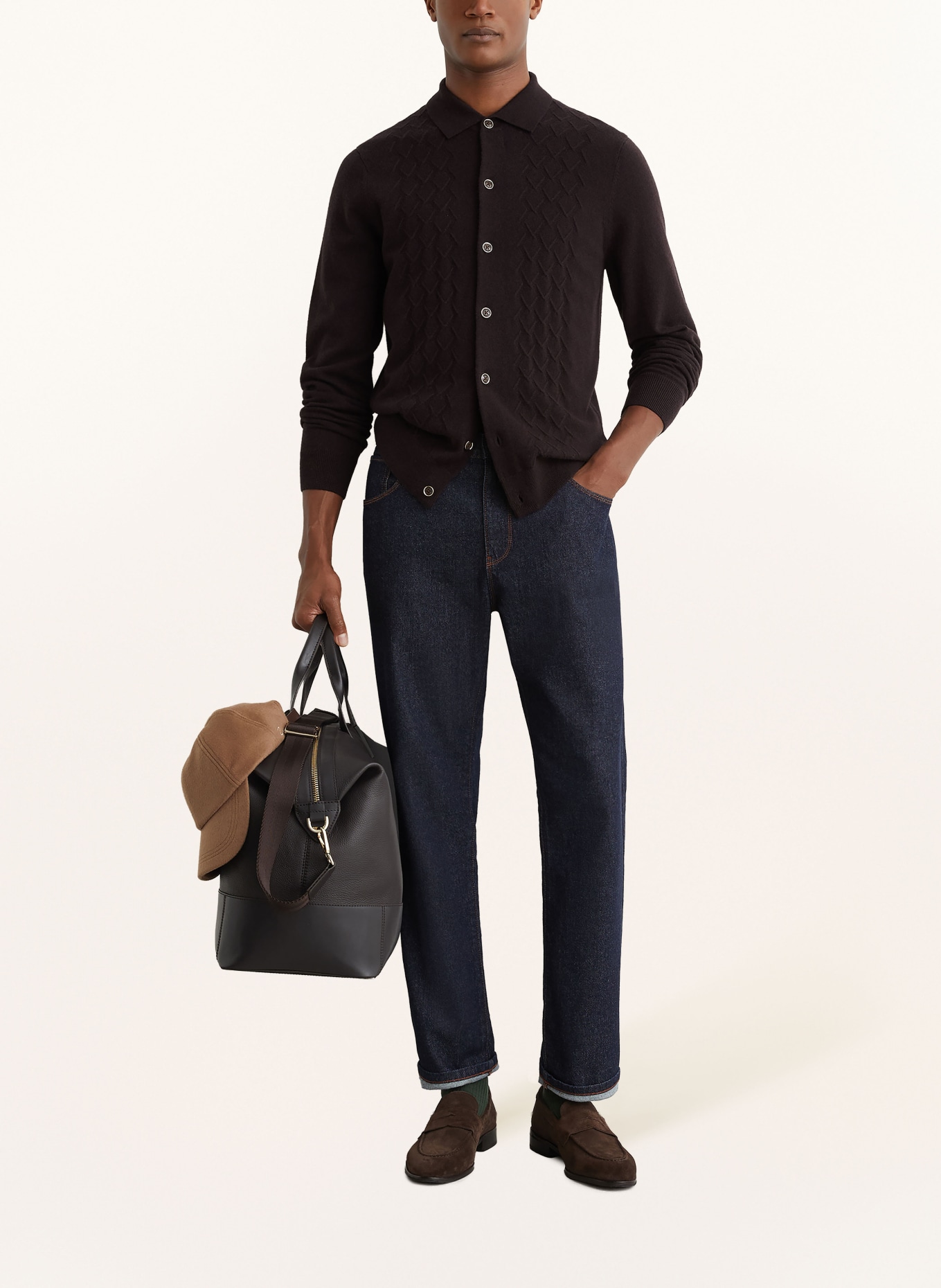 REISS Cardigan GIDEON: MARRON FONCÉ