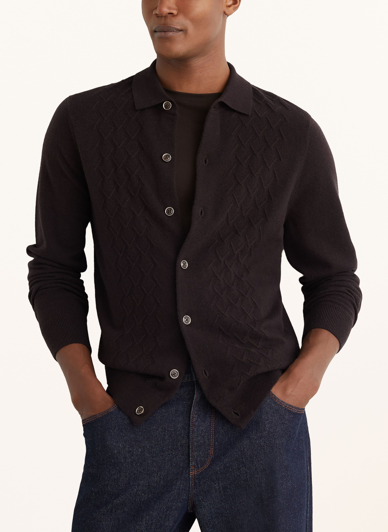 REISS Cardigan GIDEON: MARRON FONCÉ