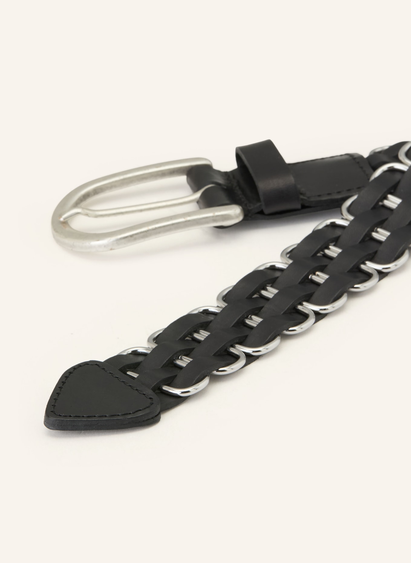 ba&sh Flechtgürtel BECK aus Leder: SCHWARZ / SILBER