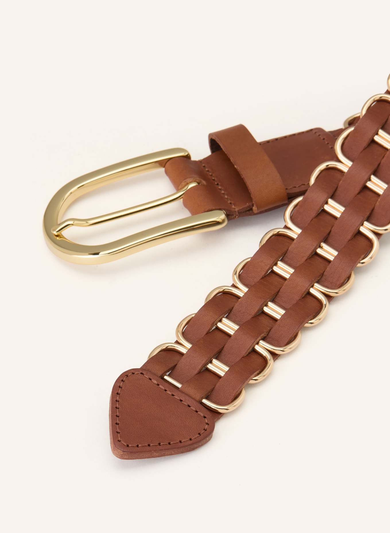 ba&sh Flechtgürtel BECK aus Leder: BRAUN / GOLD