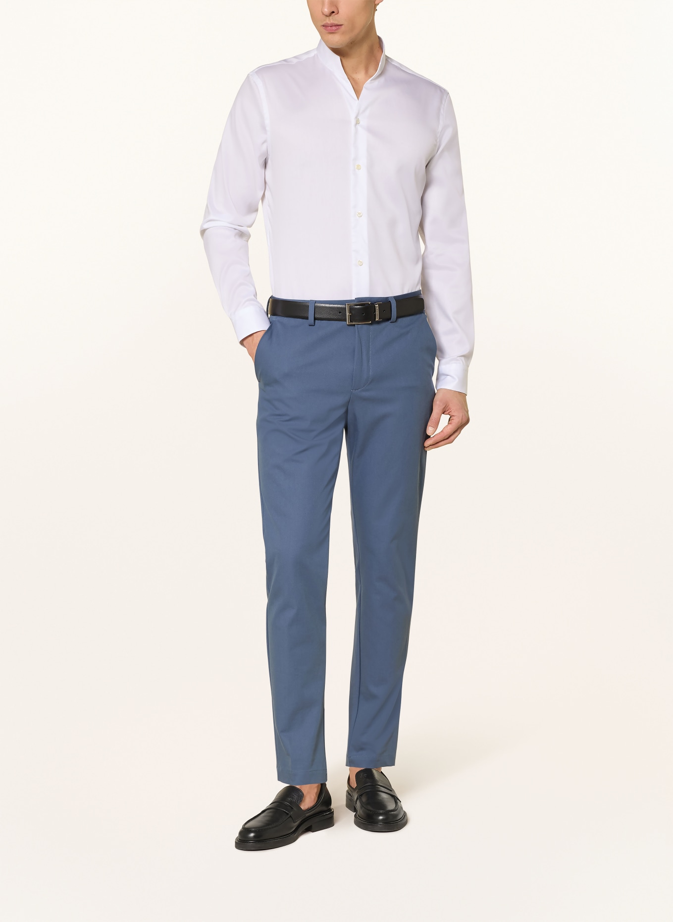 van Laack Chemise VL-RUDO-N Slim Fit avec col montant: BLANC