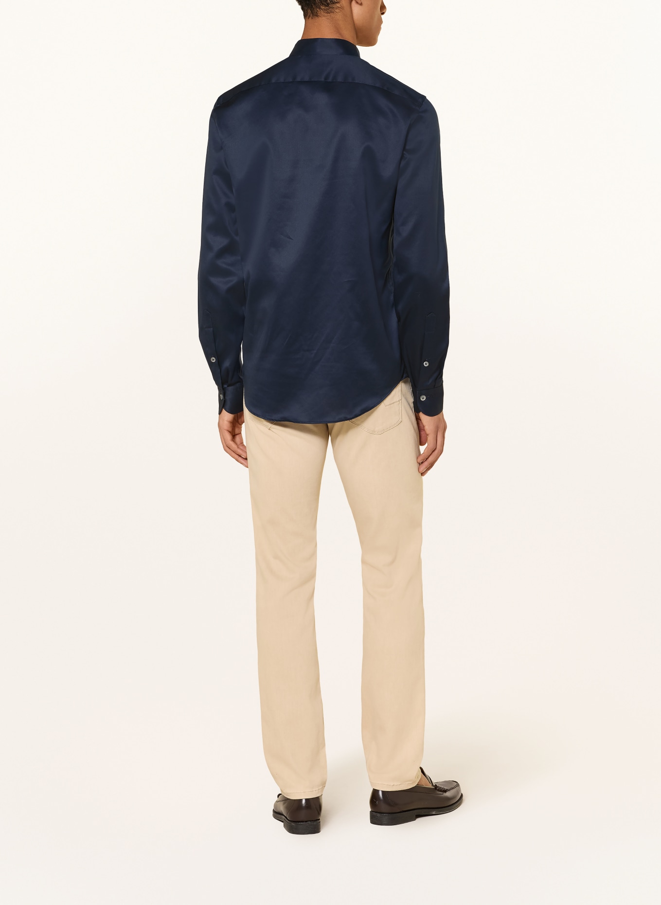 van Laack Chemise VL-RUDO-N Slim Fit avec col montant: BLEU FONCÉ