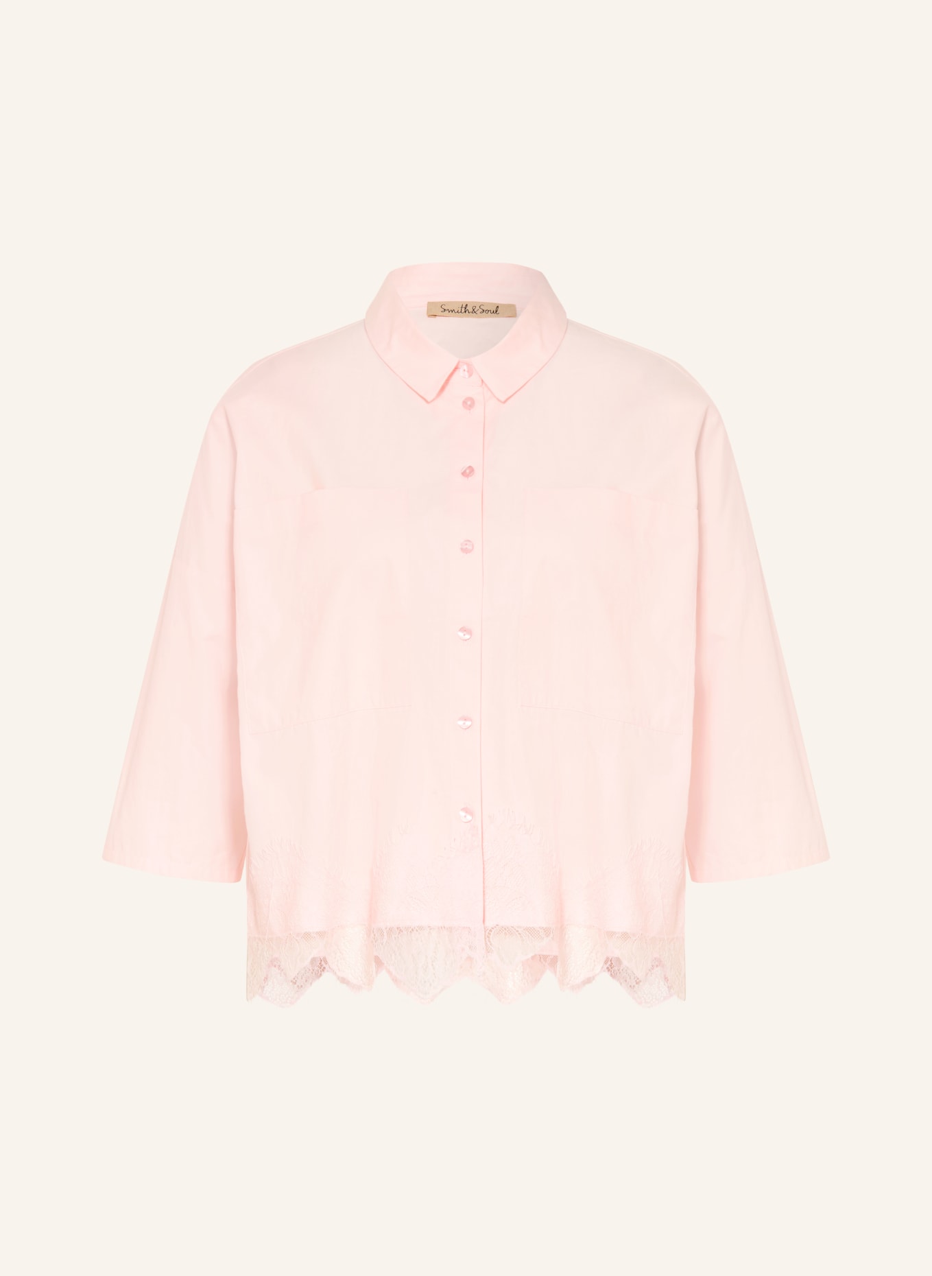 Smith & Soul Shirt blouse with lace: ROSE