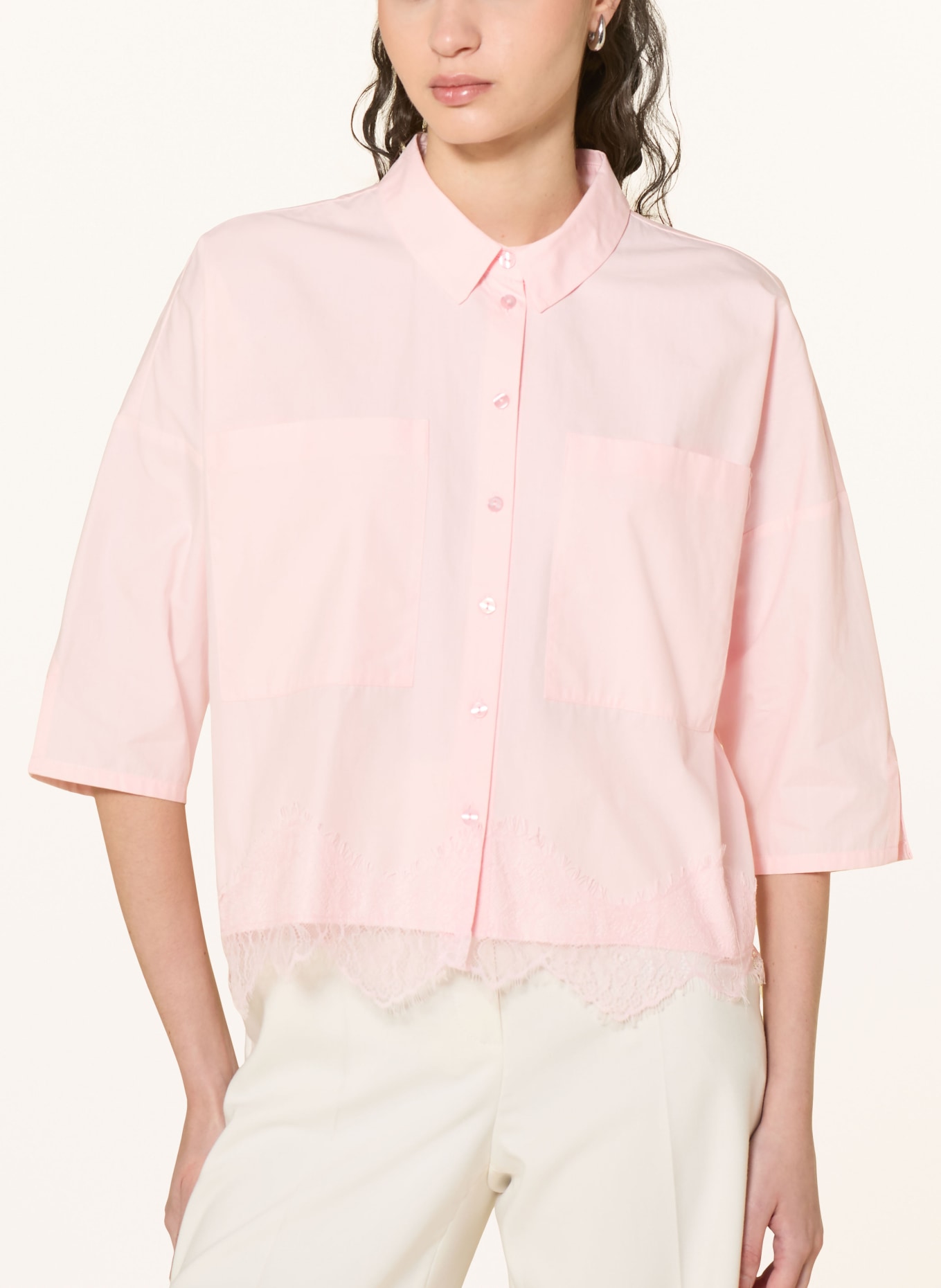Smith & Soul Shirt blouse with lace: ROSE