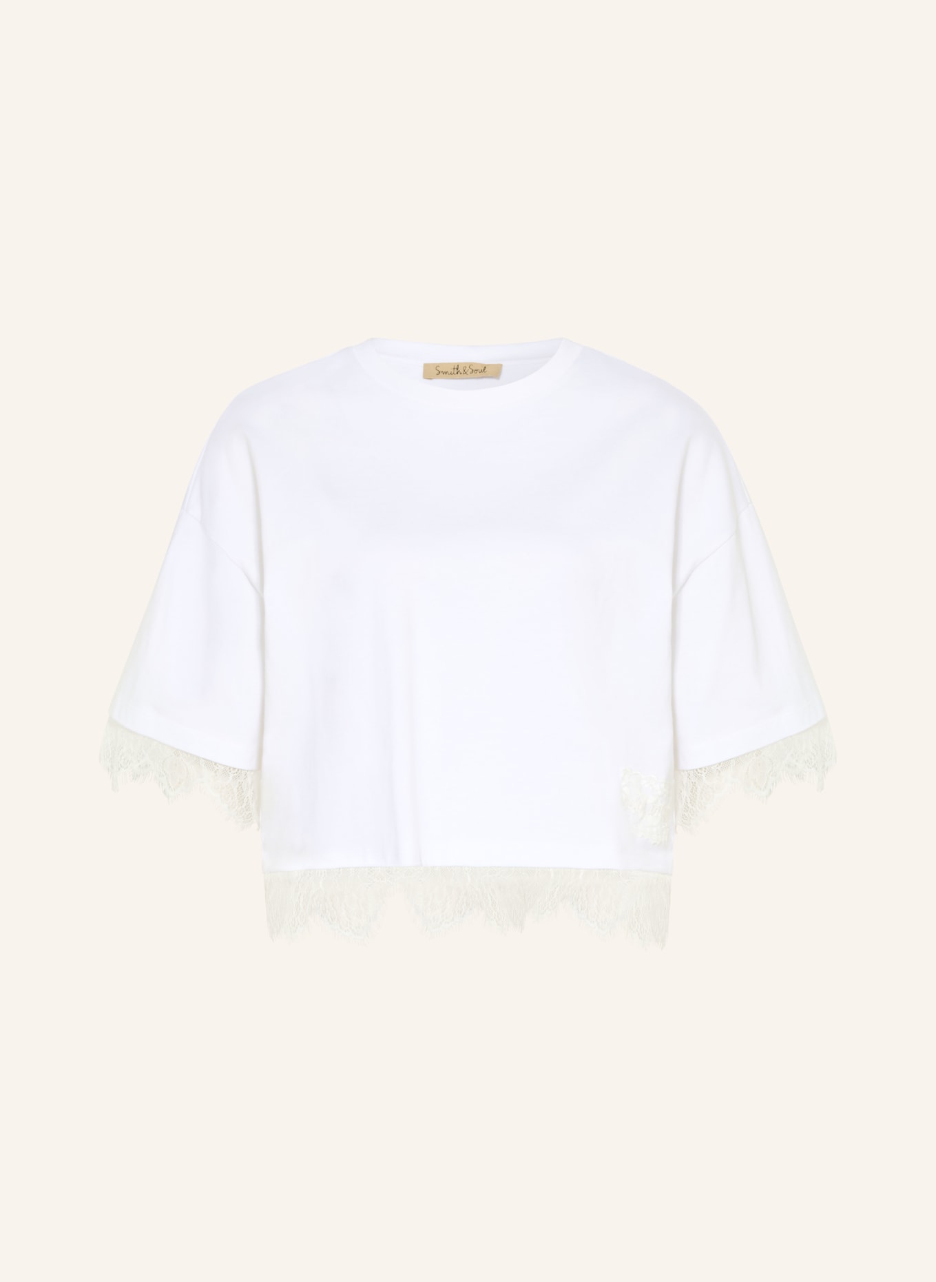 Smith & Soul T-shirt with lace: WHITE