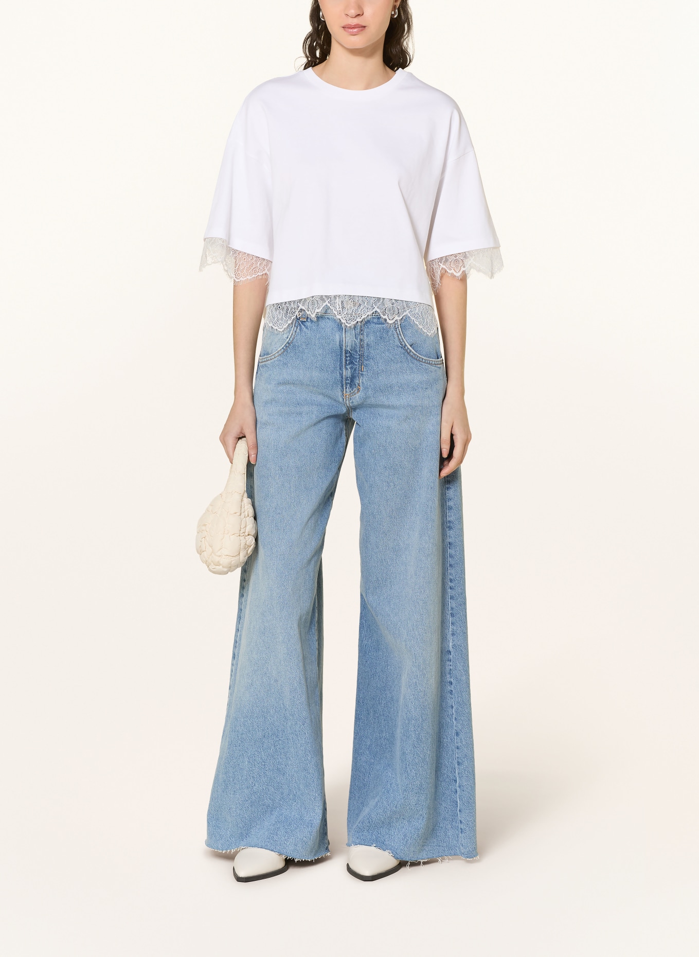 Smith & Soul T-shirt with lace: WHITE