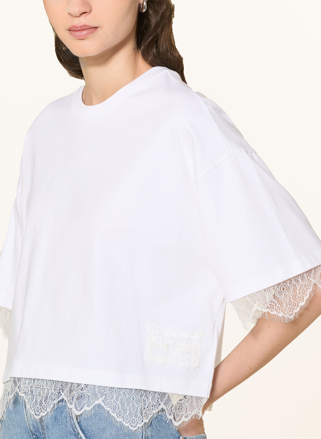 Smith & Soul T-shirt with lace: WHITE