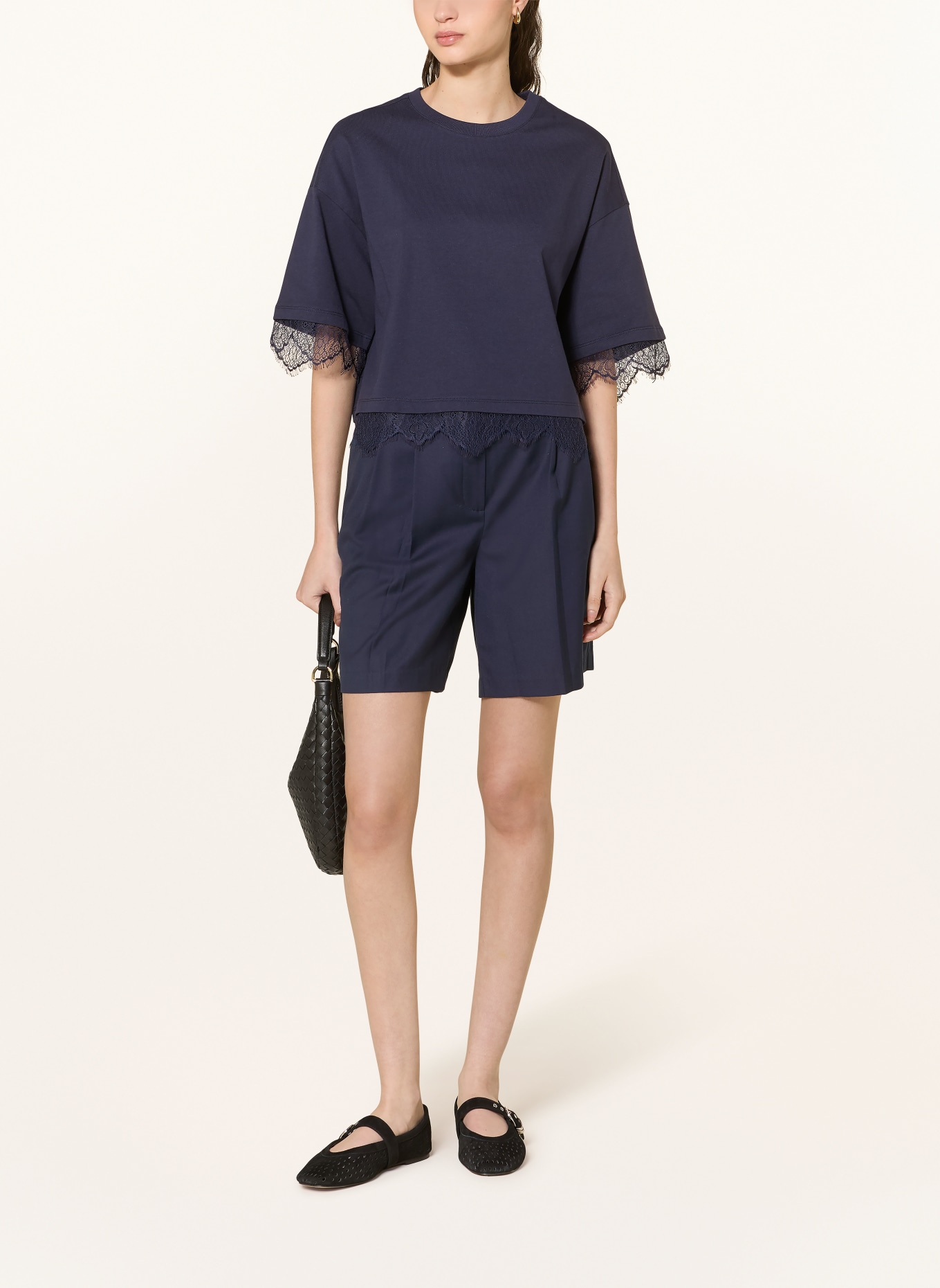Smith & Soul T-shirt with lace: DARK BLUE