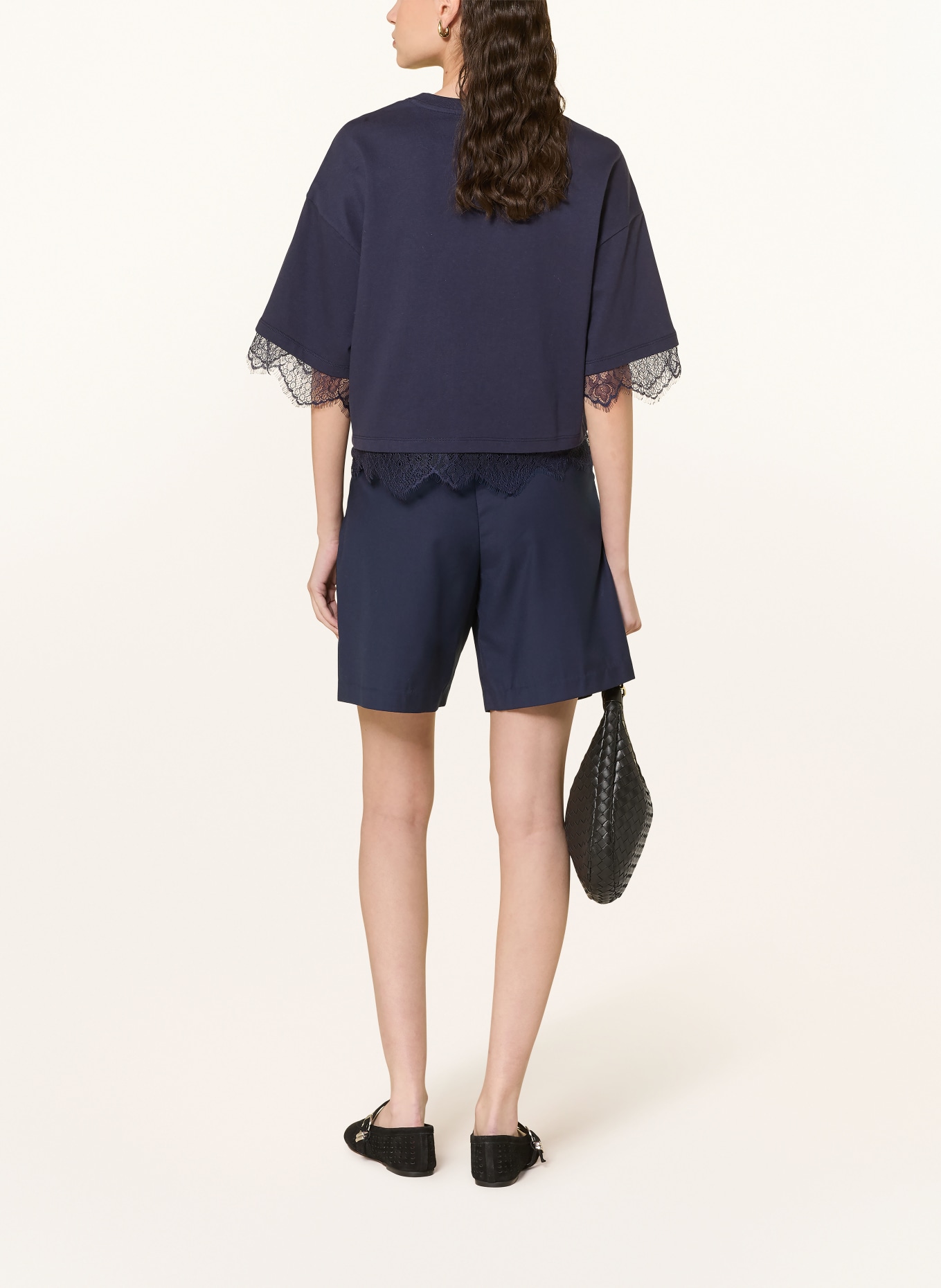 Smith & Soul T-shirt with lace: DARK BLUE