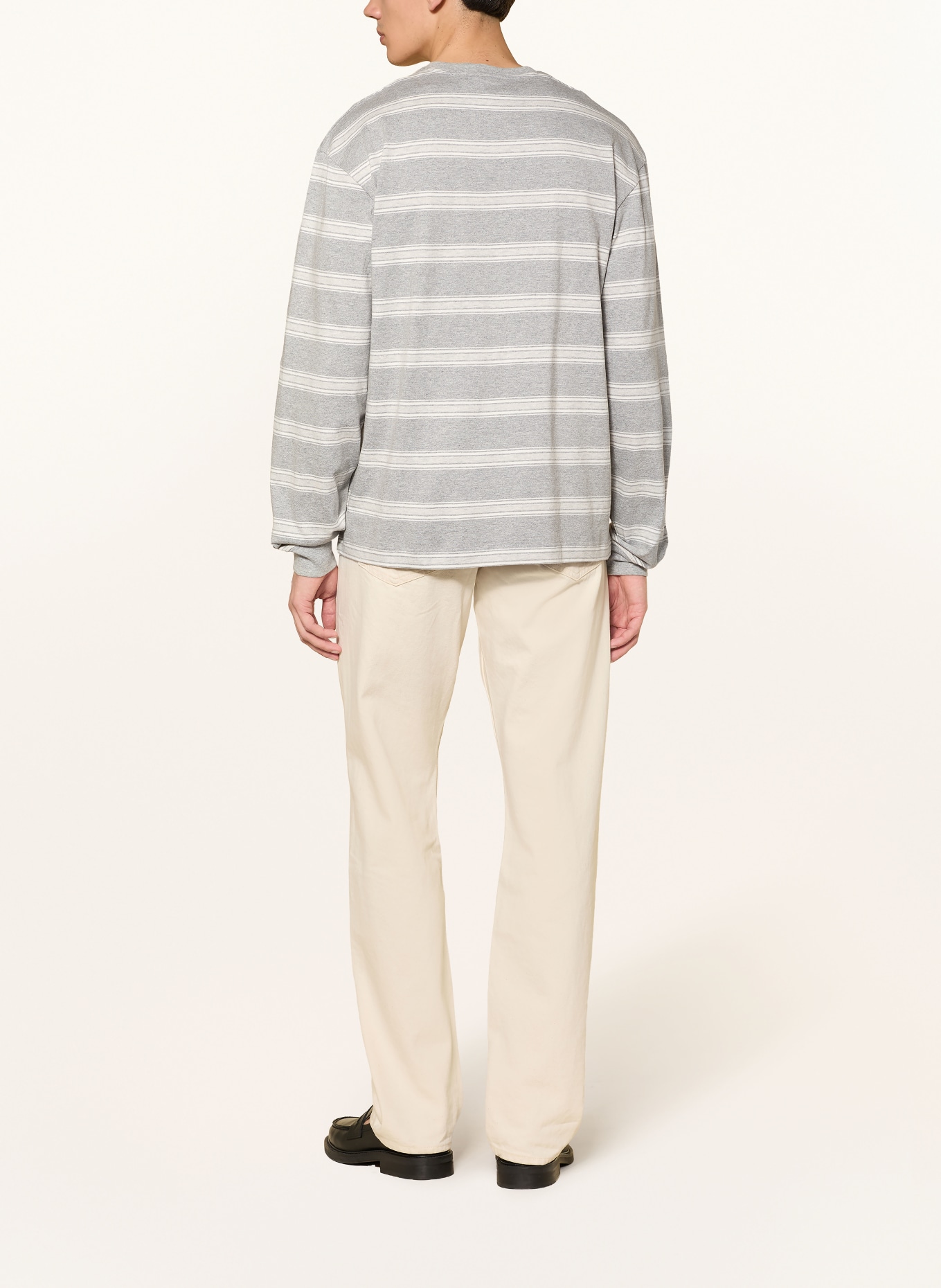 ARKET long-sleeved shirt: GRAY / WHITE
