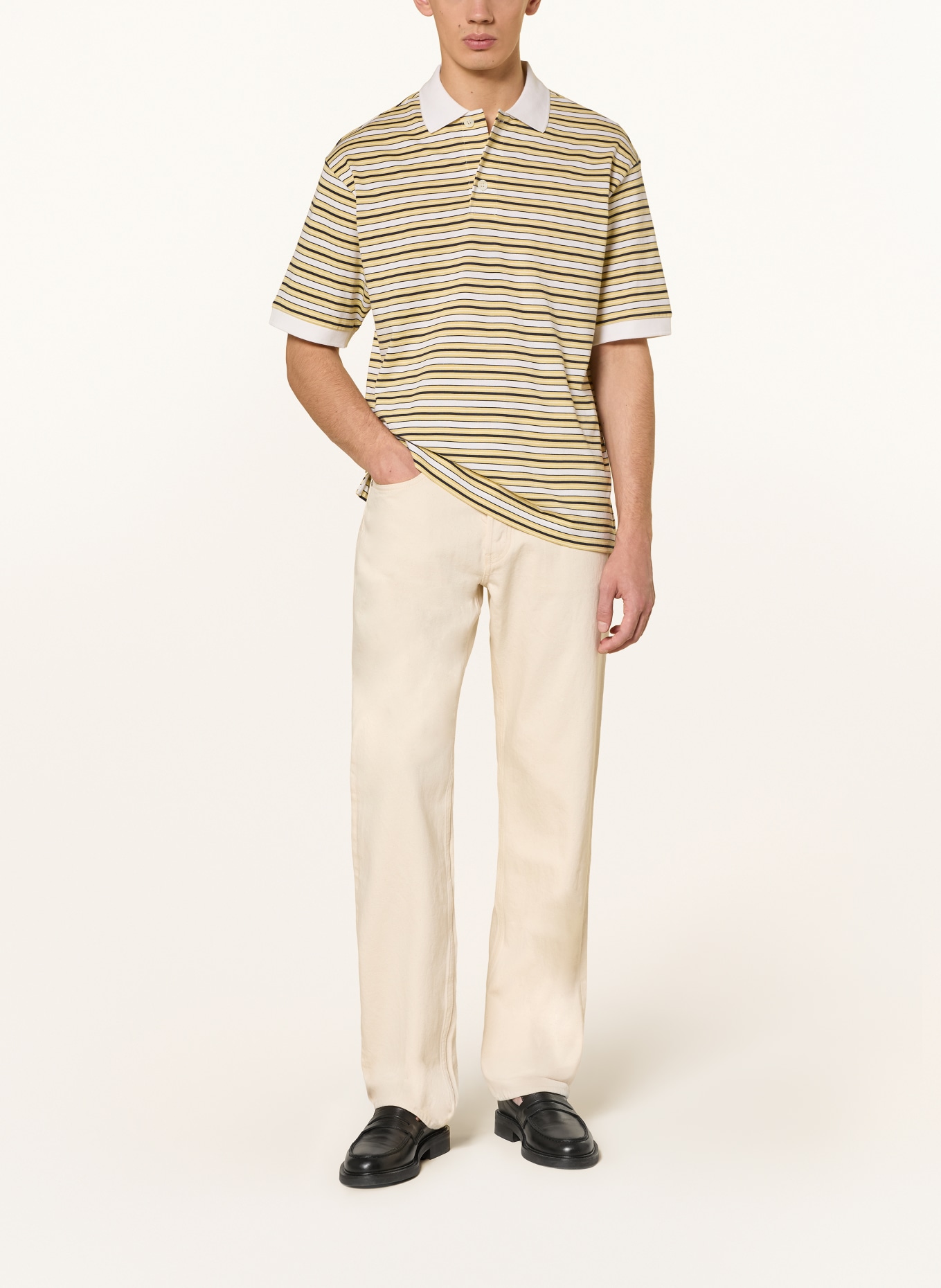 ARKET Jersey polo shirt: YELLOW / CREAM / BLACK