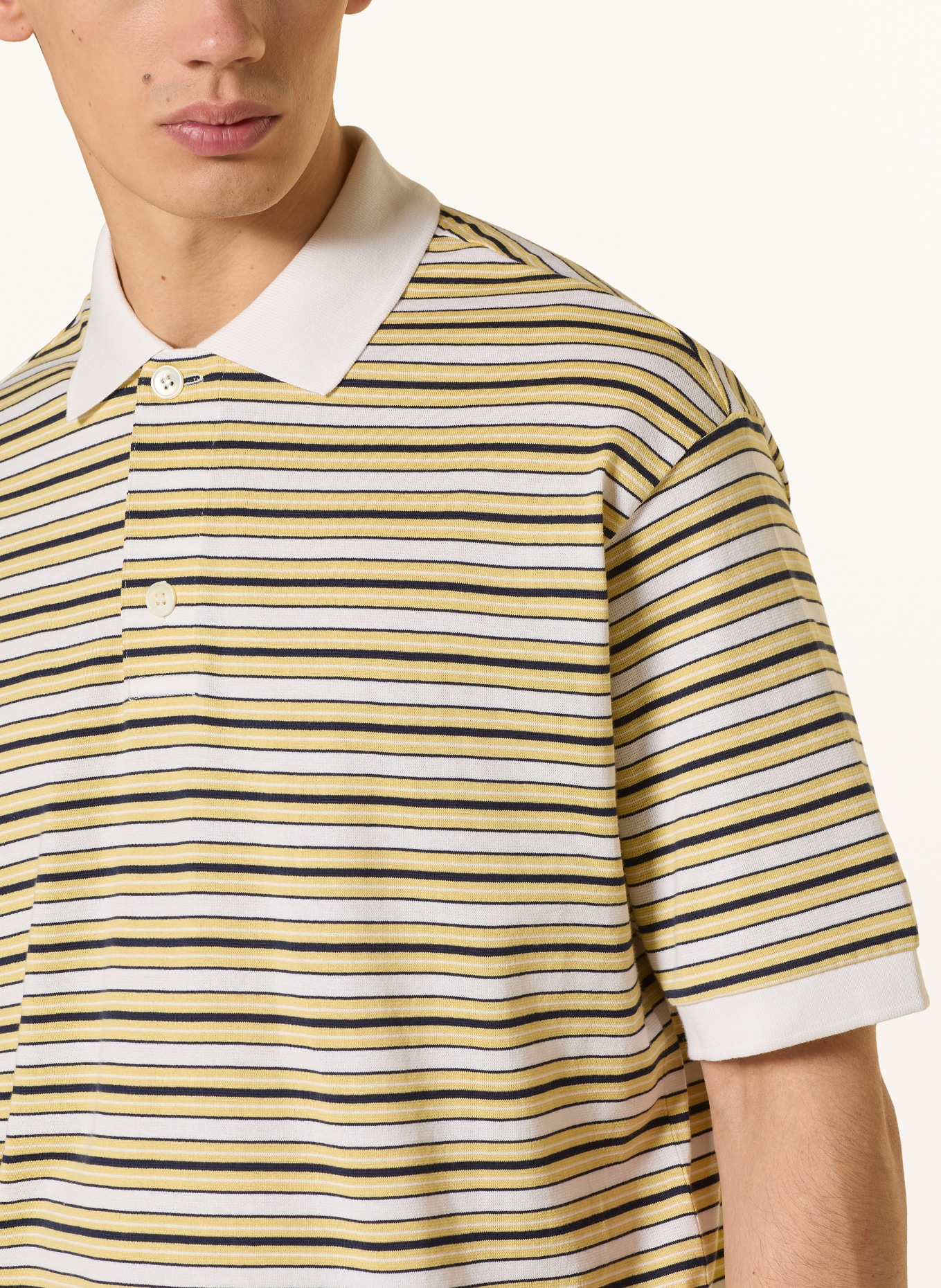 ARKET Jersey polo shirt: YELLOW / CREAM / BLACK