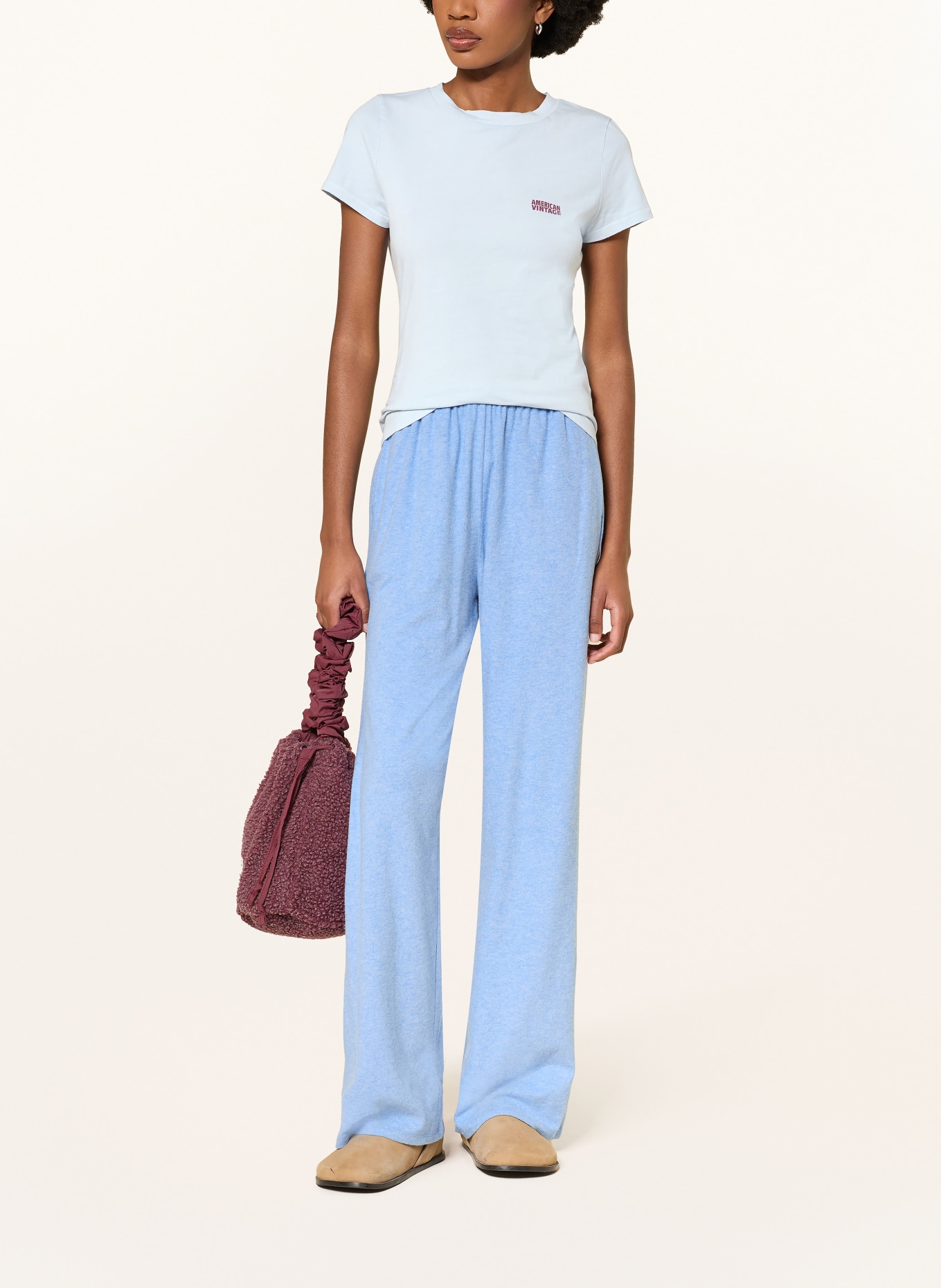 American Vintage Tričko PYMAZ: TMAVĚ MODRÁ / TMAVĚ ČERVENÁ