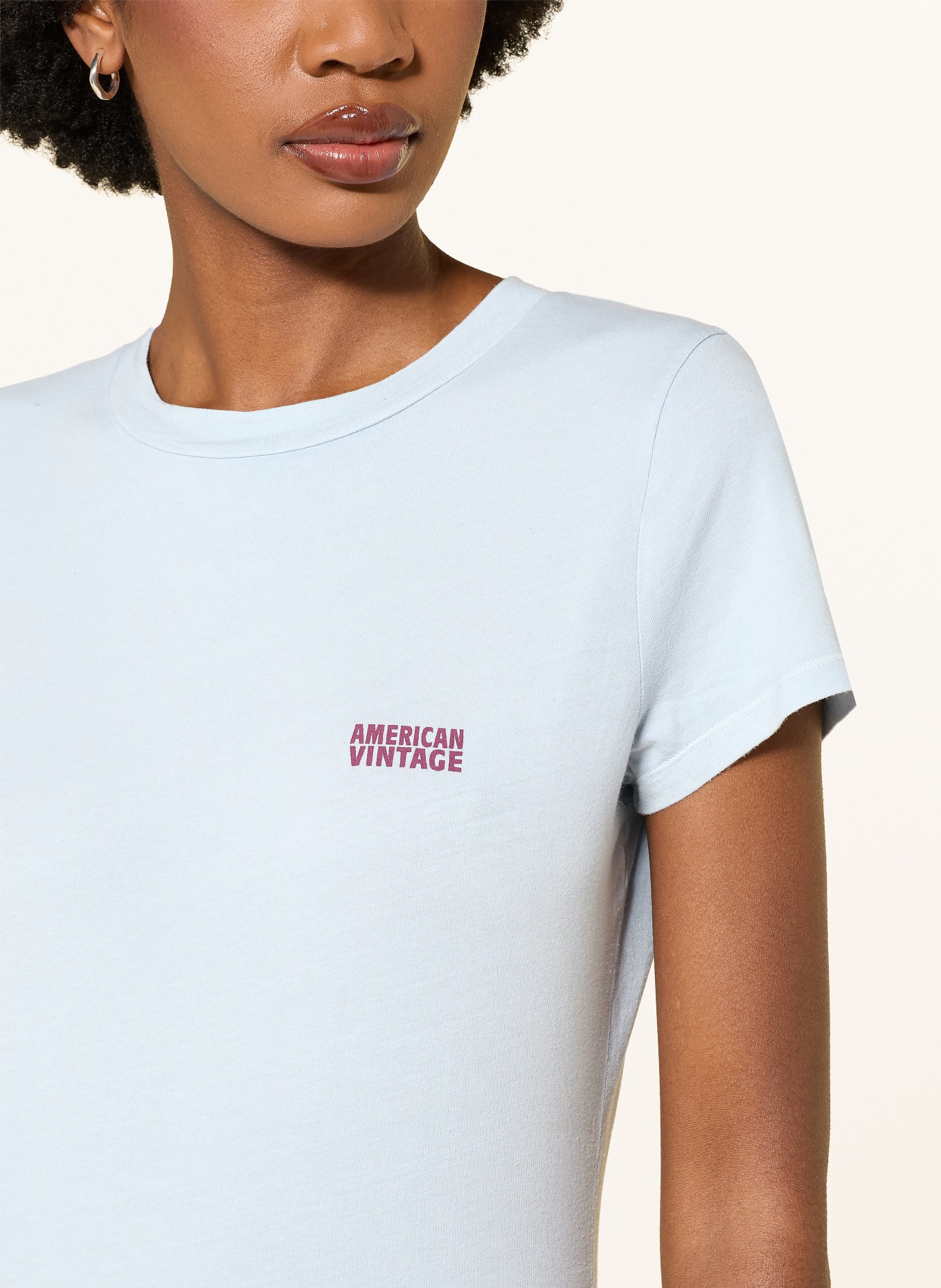 American Vintage Tričko PYMAZ: TMAVĚ MODRÁ / TMAVĚ ČERVENÁ