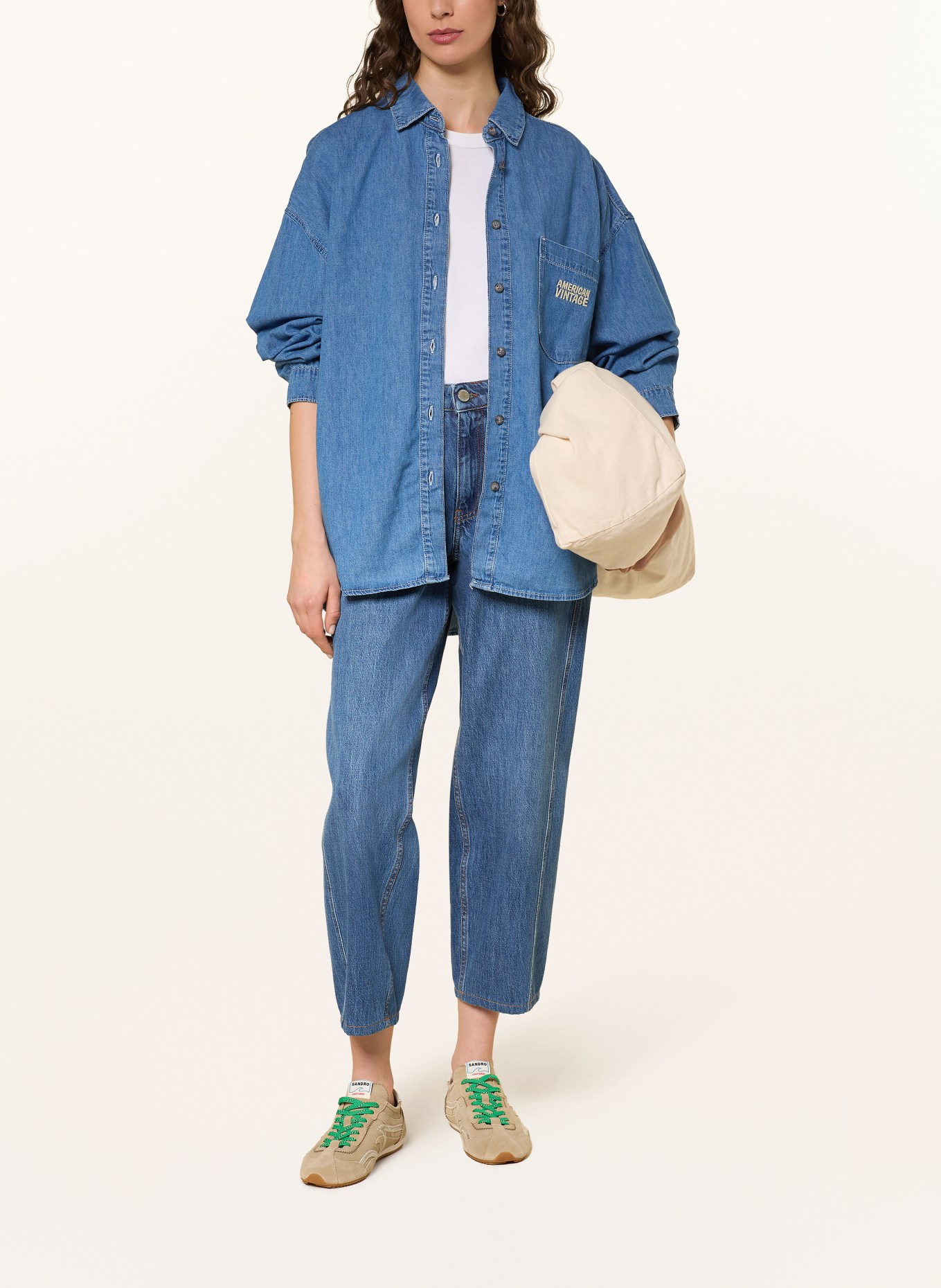 American Vintage Bluzka dżinsowa IZEWAY: NIEBIESKI