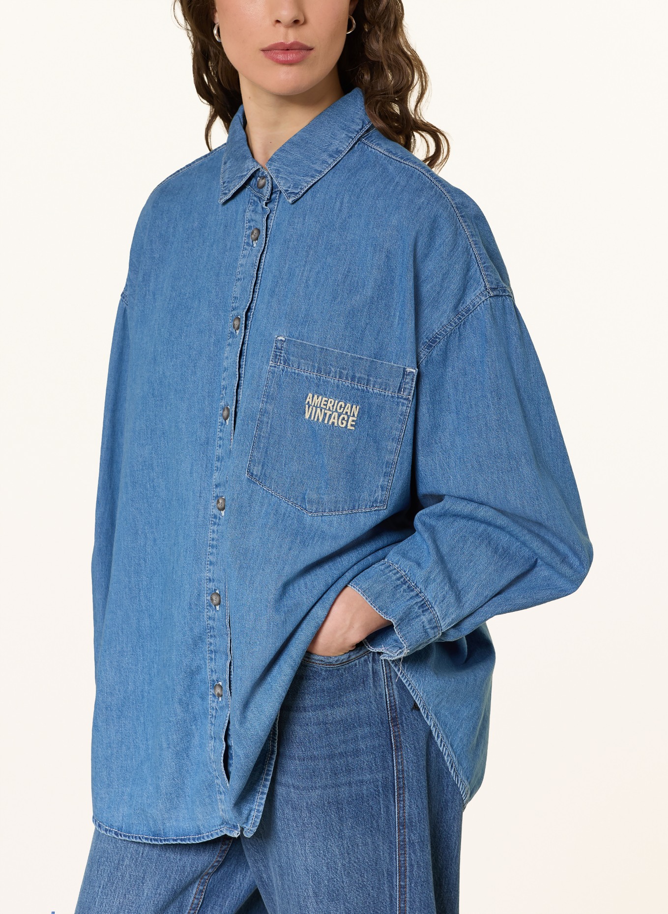 American Vintage Bluzka dżinsowa IZEWAY: NIEBIESKI