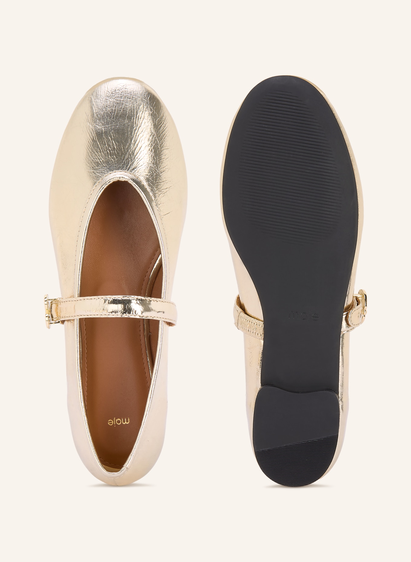 maje Mary-Jane-Ballerinas: GOLD