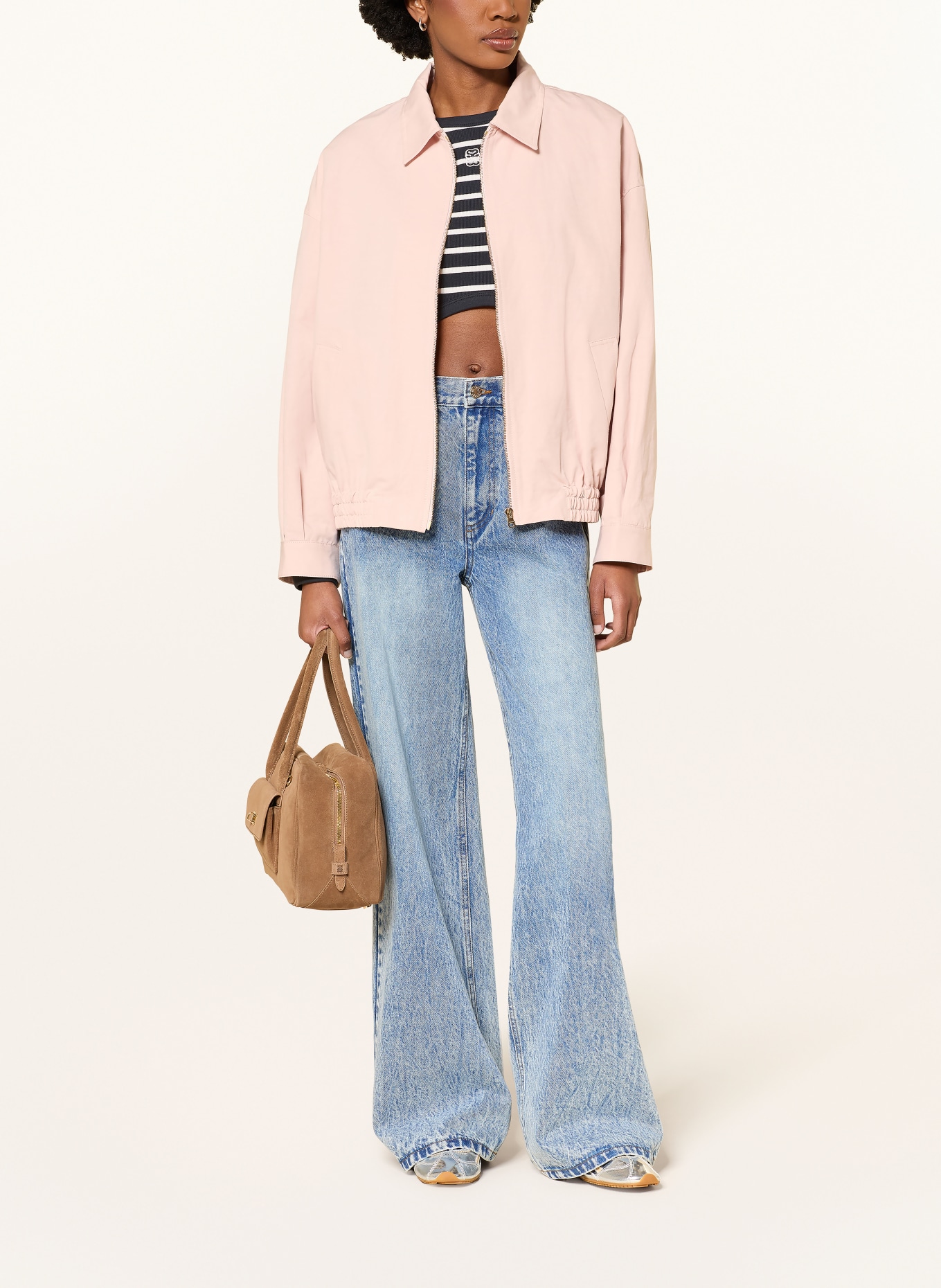 SANDRO Blouson mit Leinen: ROSÉ