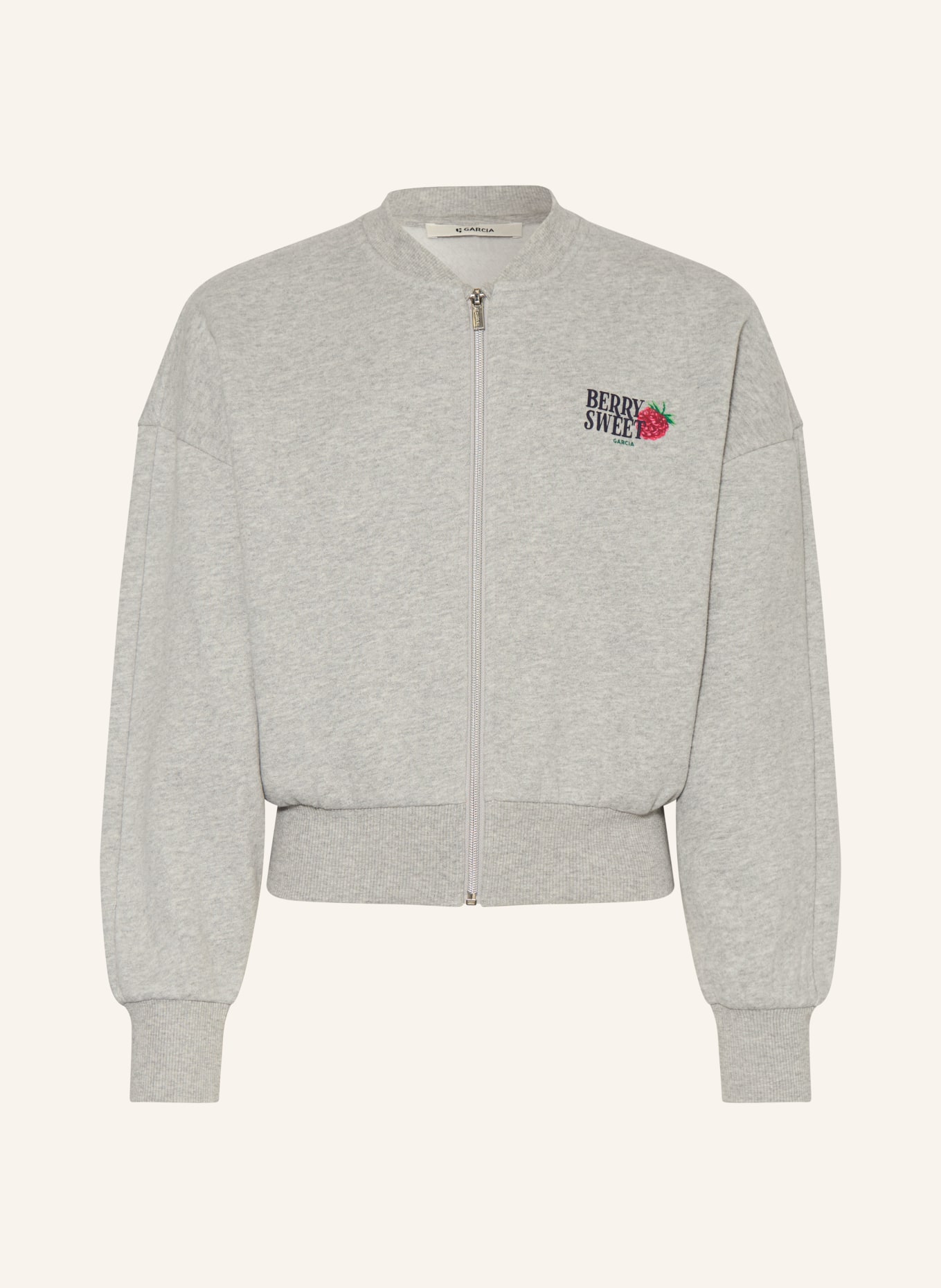 GARCIA Sweatshirt jacket: GRAY / DARK RED / BLACK