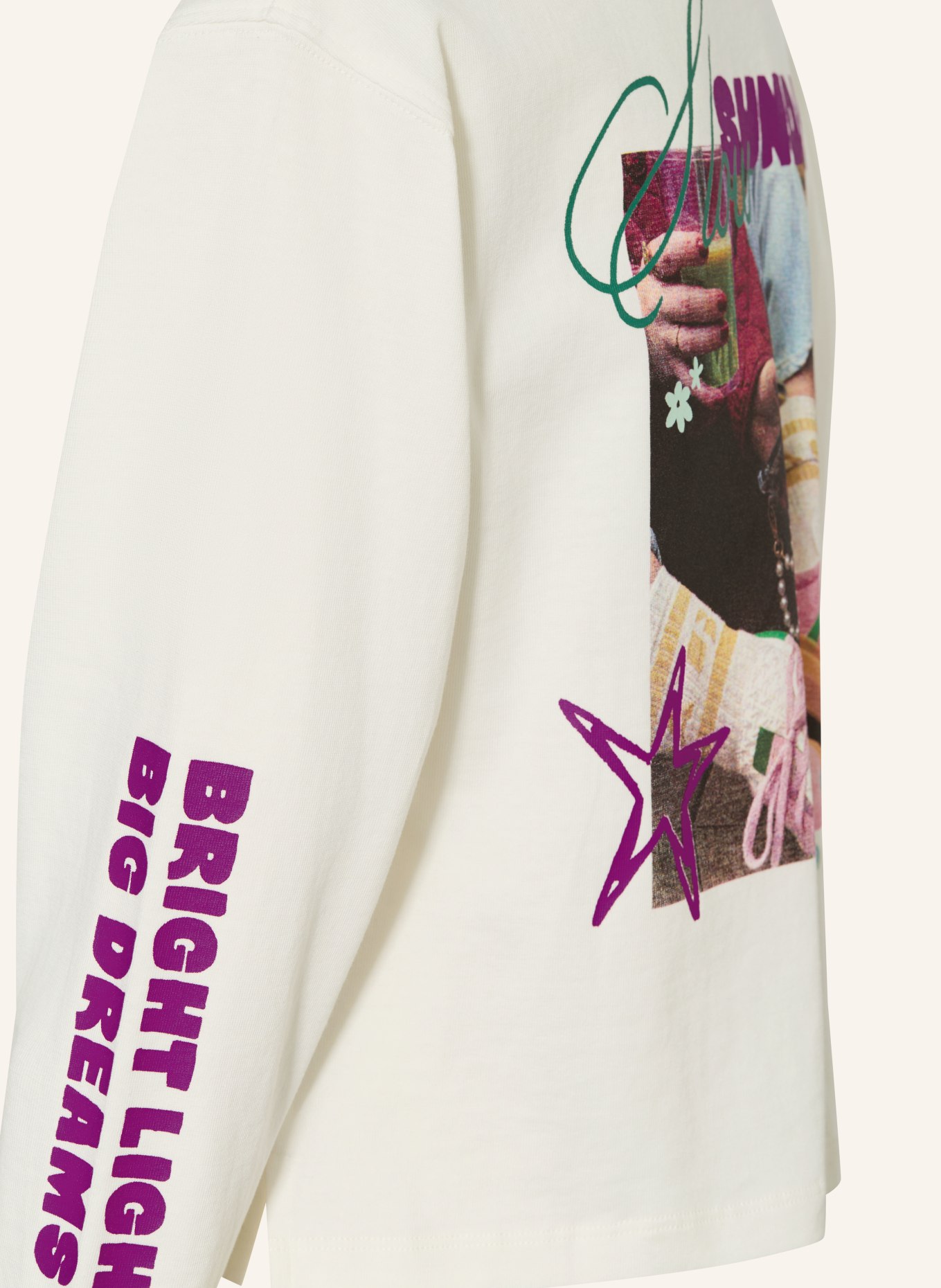 GARCIA Longsleeve: ECRU / BRAUN / DUNKELLILA