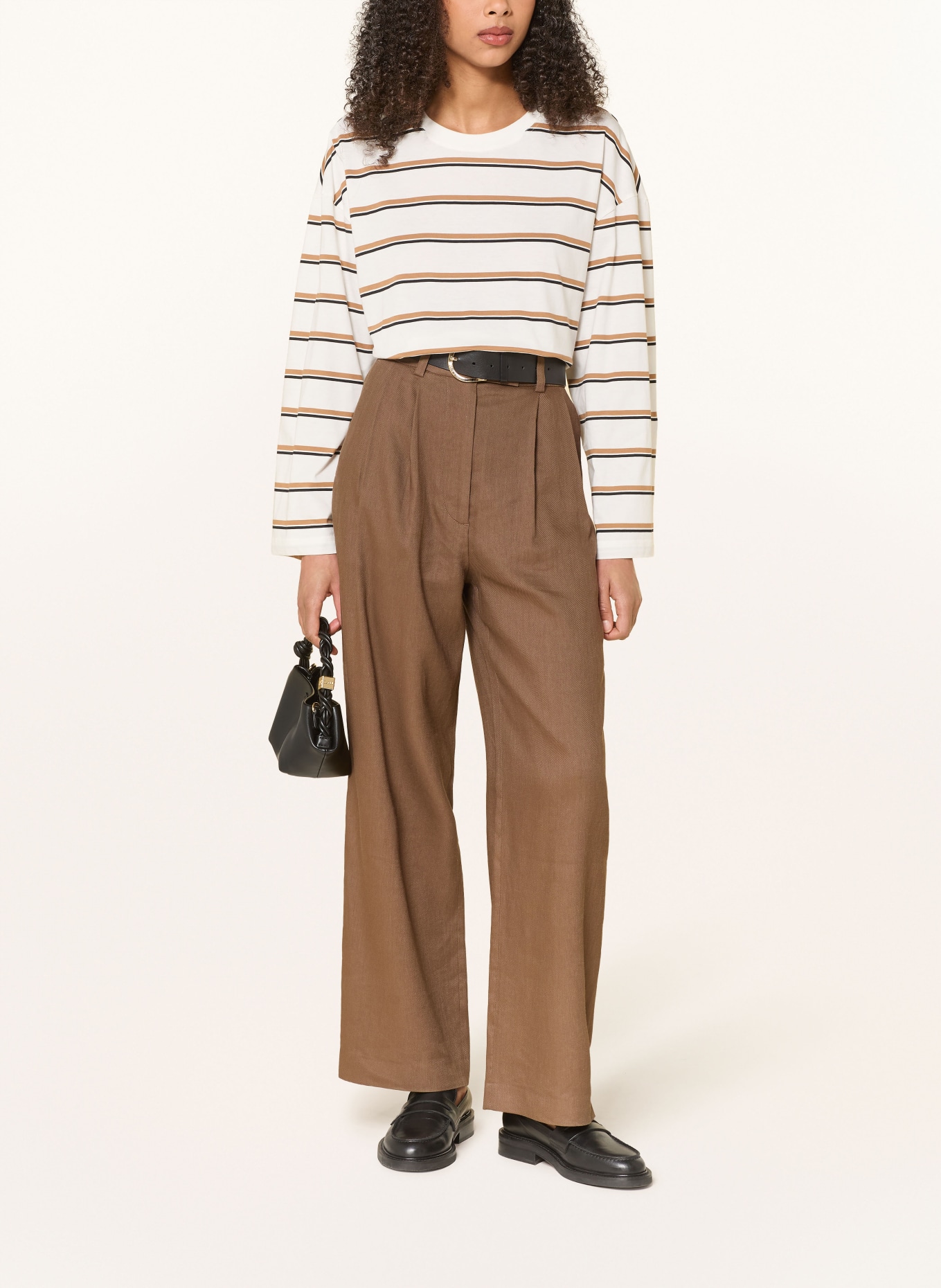 ARKET Marlene kalhoty s lnem: HNĚDÁ