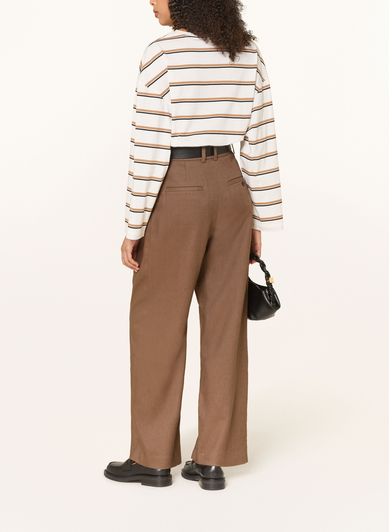 ARKET Marlene kalhoty s lnem: HNĚDÁ