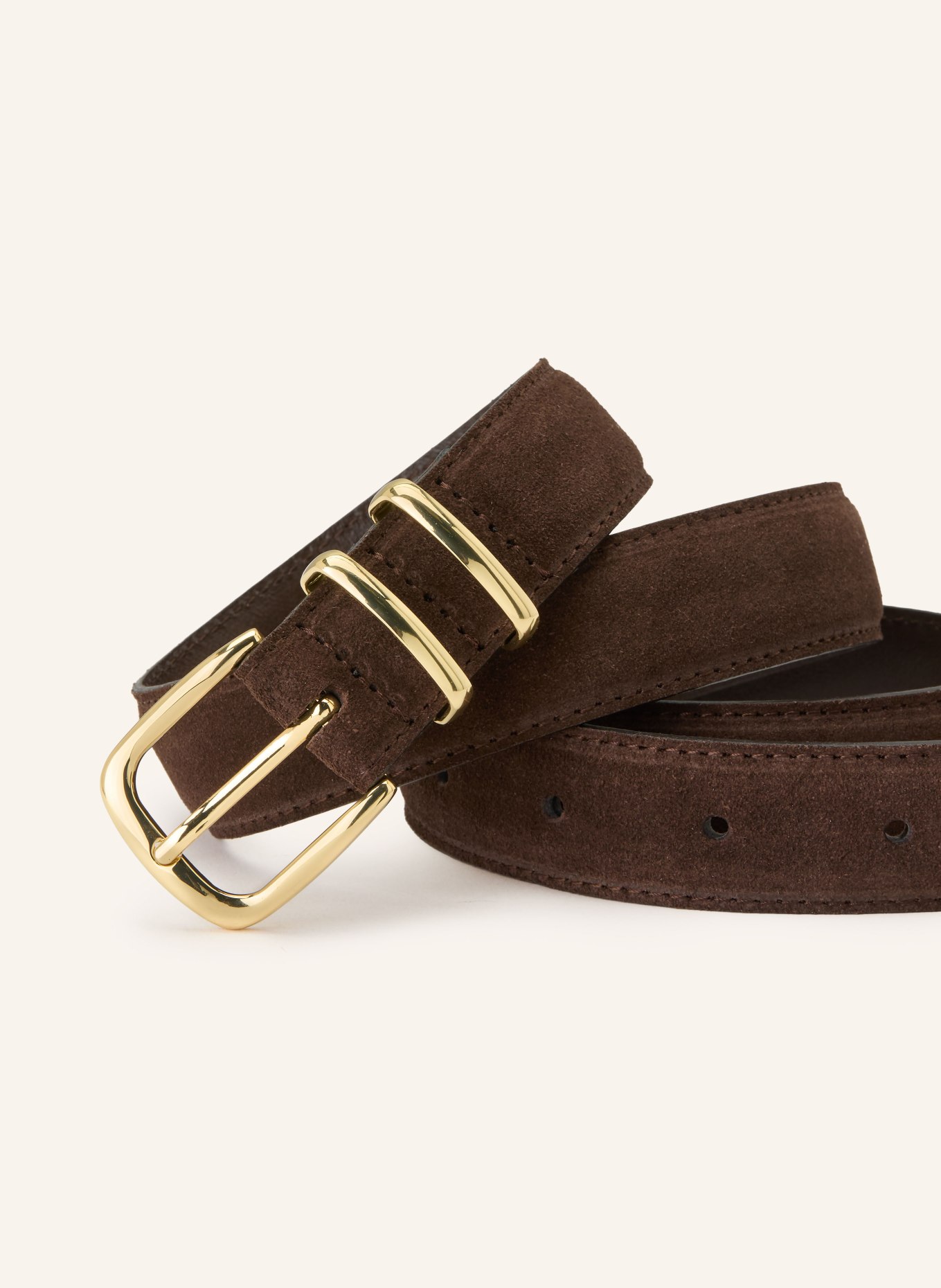 ARKET leather belt: DARK BROWN / GOLD