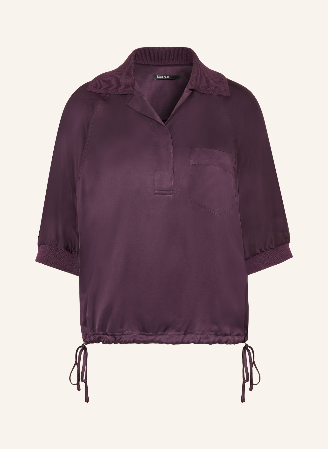 MARC AUREL Blusenshirt aus Satin mit 3/4-Arm: DUNKELLILA