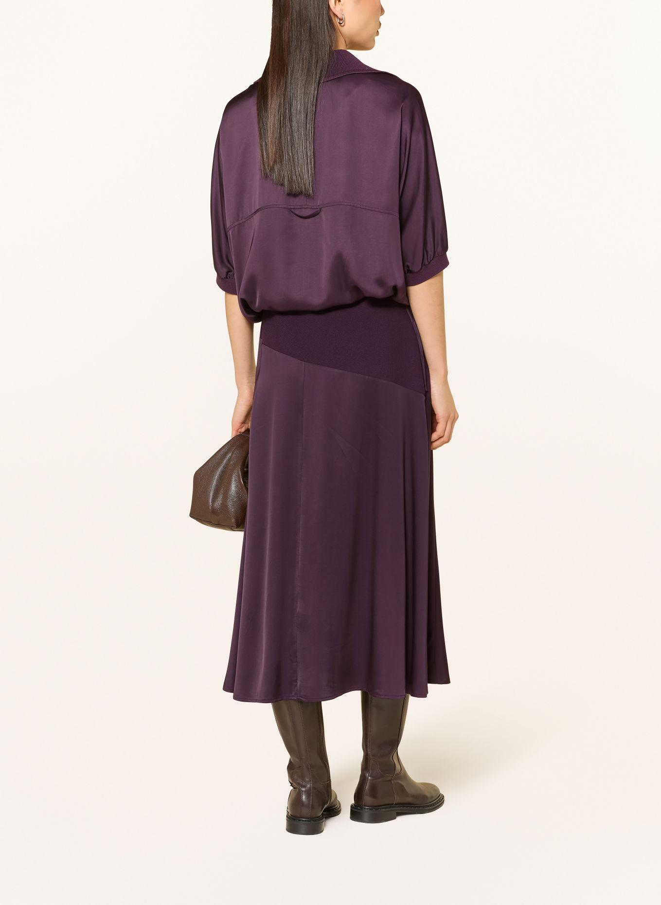 MARC AUREL Blusenshirt aus Satin mit 3/4-Arm: DUNKELLILA