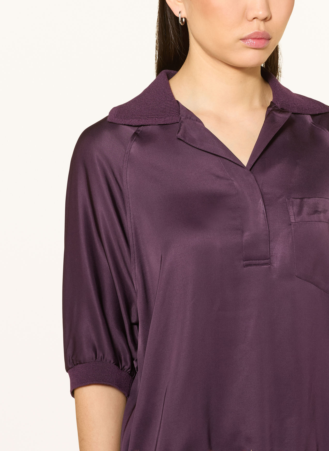 MARC AUREL Blusenshirt aus Satin mit 3/4-Arm: DUNKELLILA