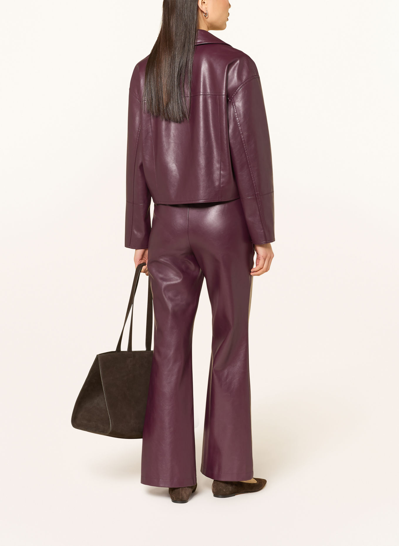 MARC AUREL Bootcut-Hose in Lederoptik: DUNKELLILA
