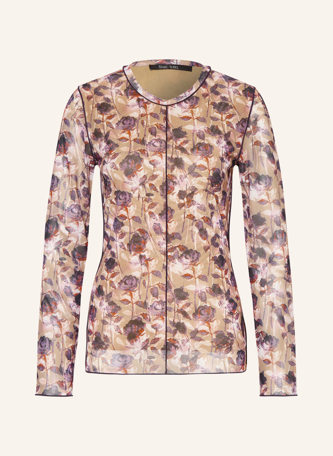 MARC AUREL Longsleeve aus Mesh: BEIGE / DUNKELLILA / LACHS