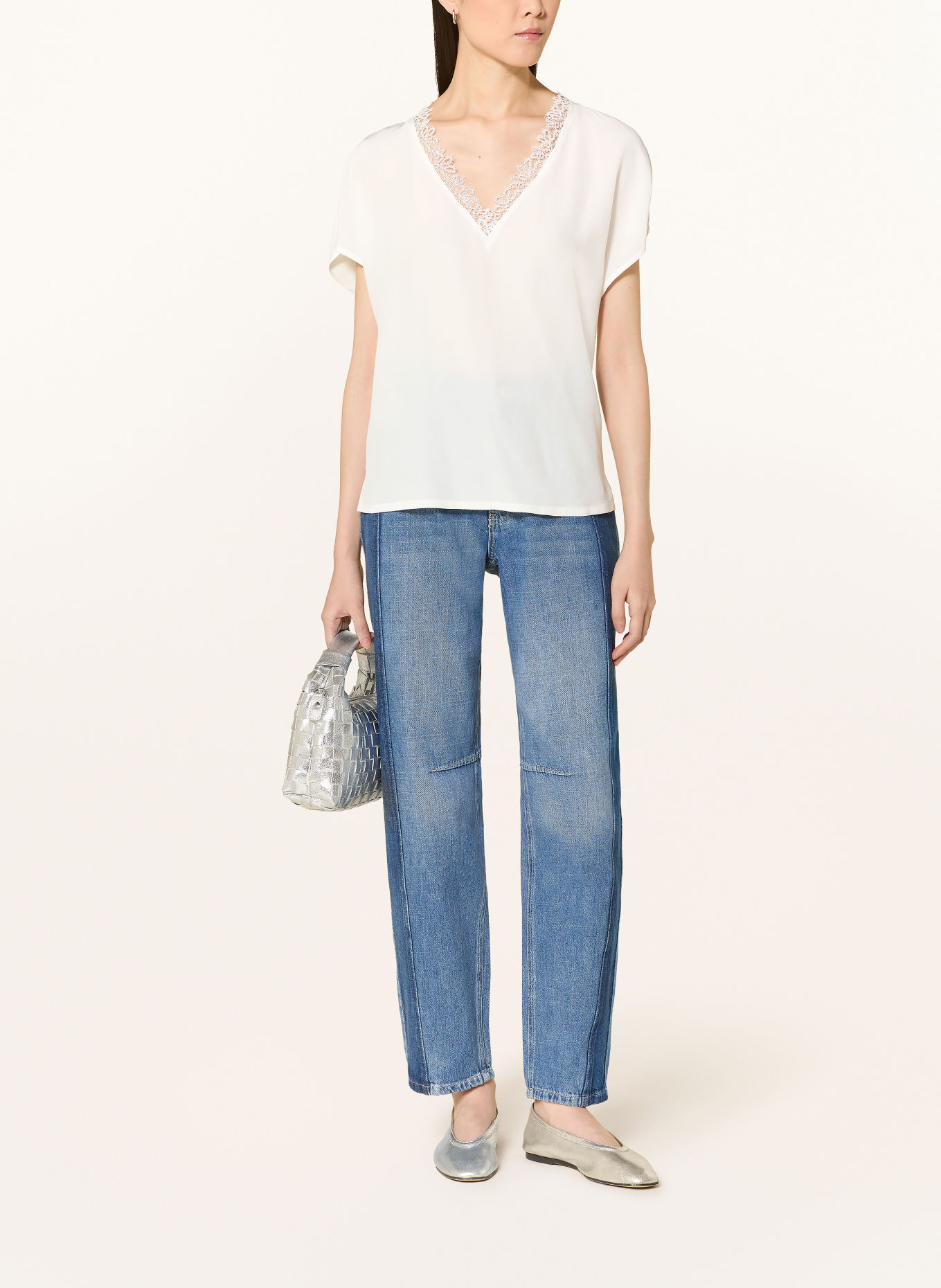 MARC AUREL Blusenshirt mit Spitze: CREME