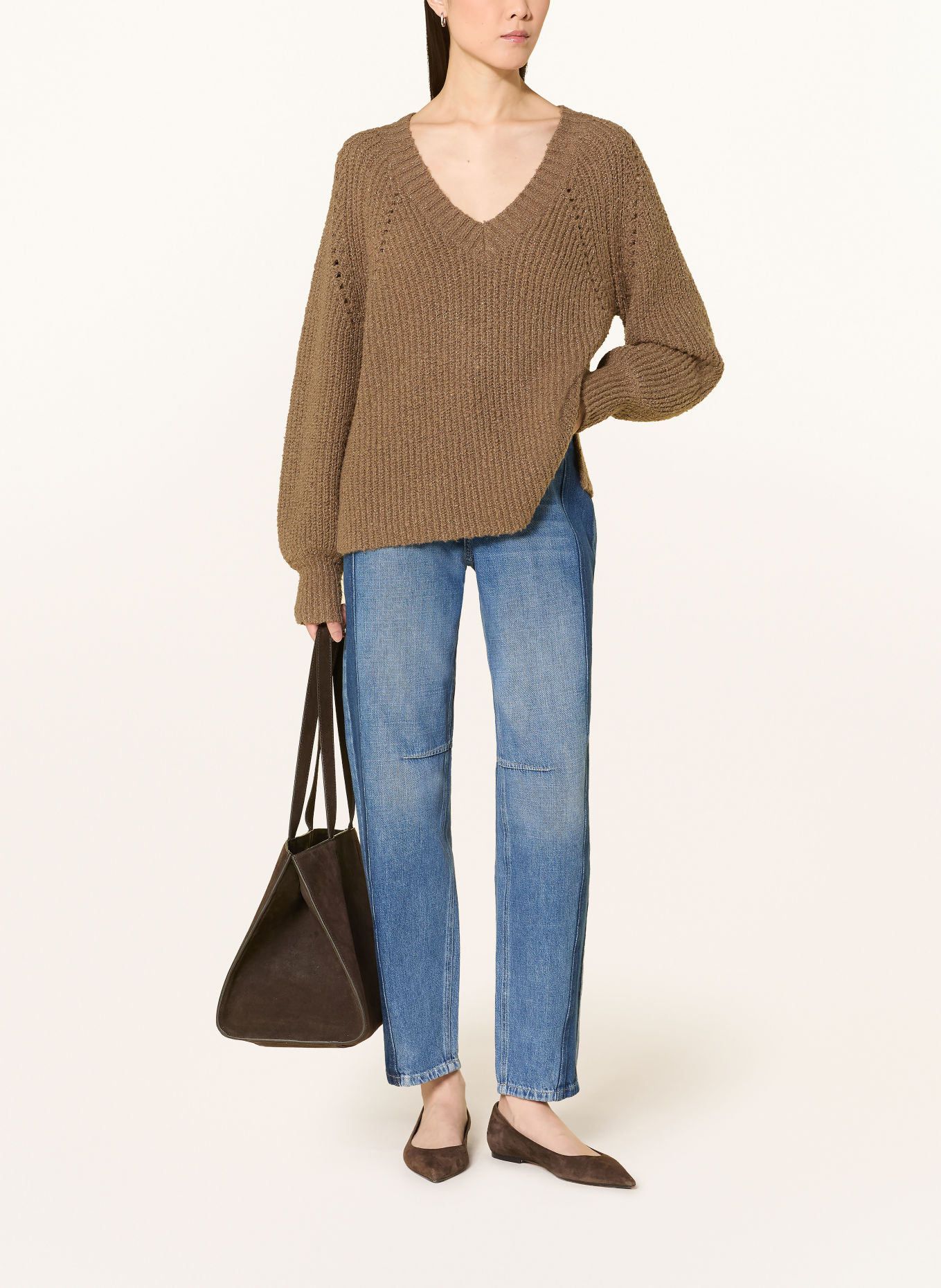 MARC AUREL Pullover mit Glitzergarn: TAUPE