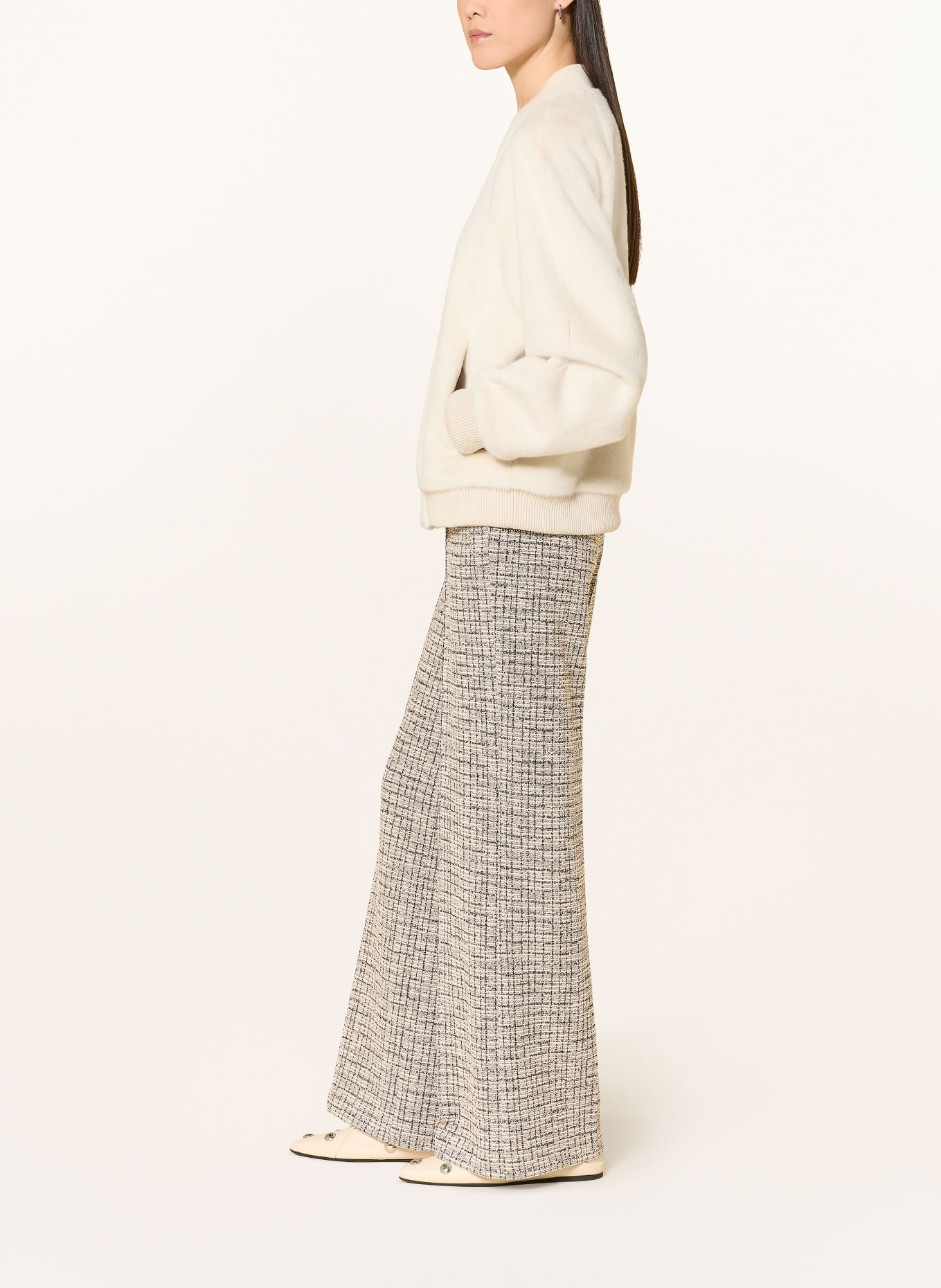 MARC AUREL Marlenehose aus Tweed mit Glitzergarn: DUNKELBLAU / ROSÉ / WEISS