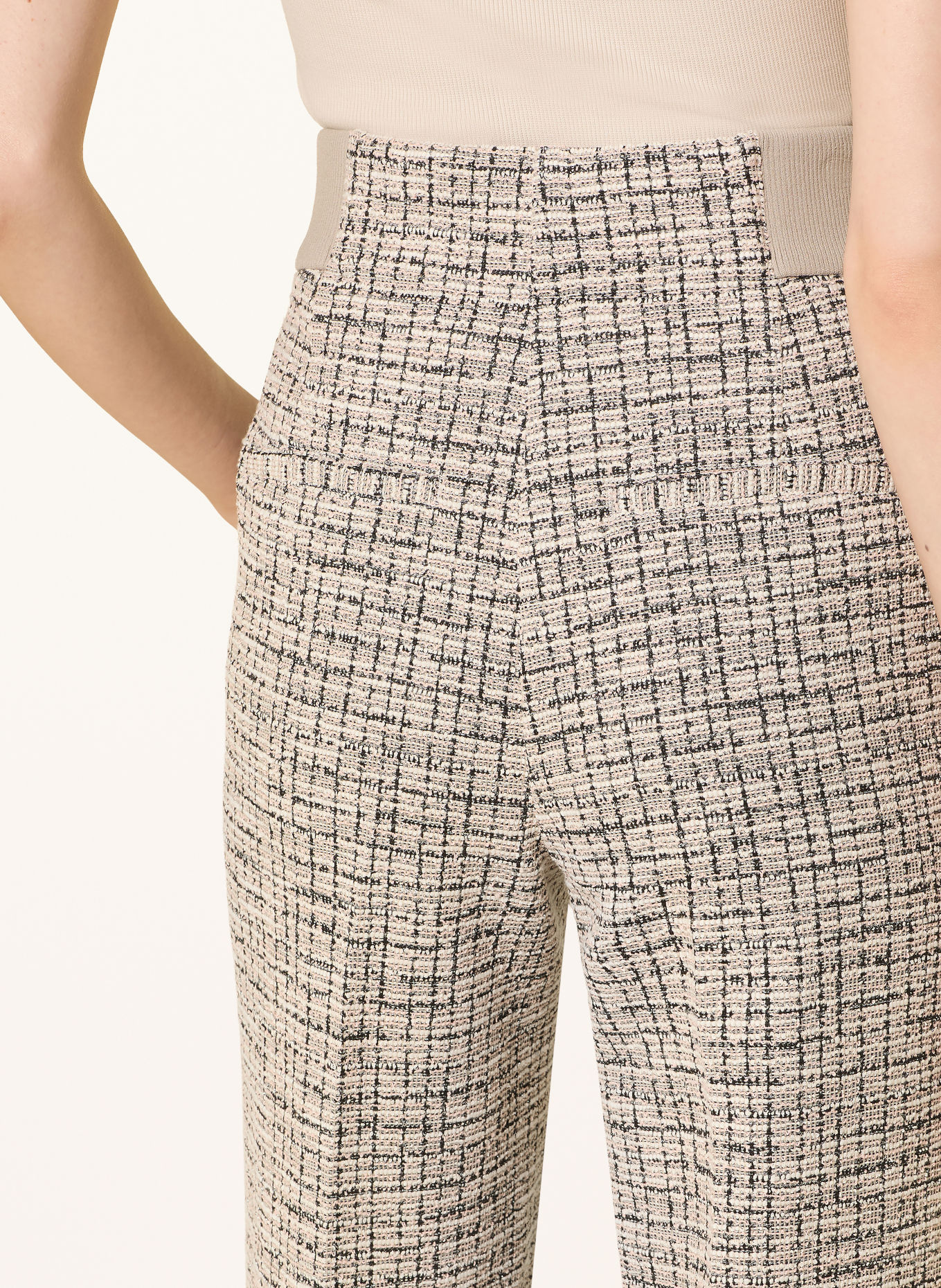 MARC AUREL Marlenehose aus Tweed mit Glitzergarn: DUNKELBLAU / ROSÉ / WEISS