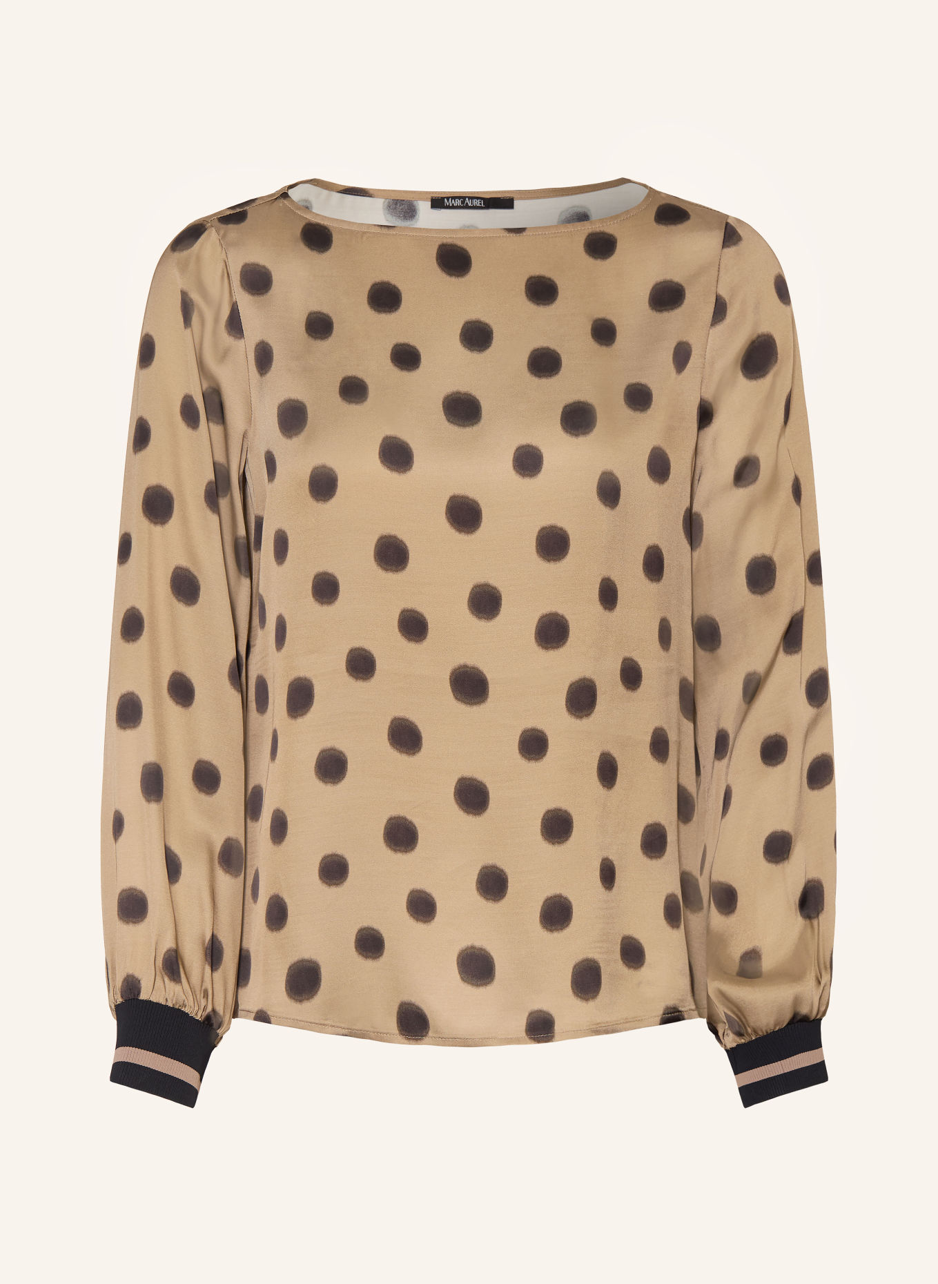 MARC AUREL Bluse i satin: TAUPE / SORT