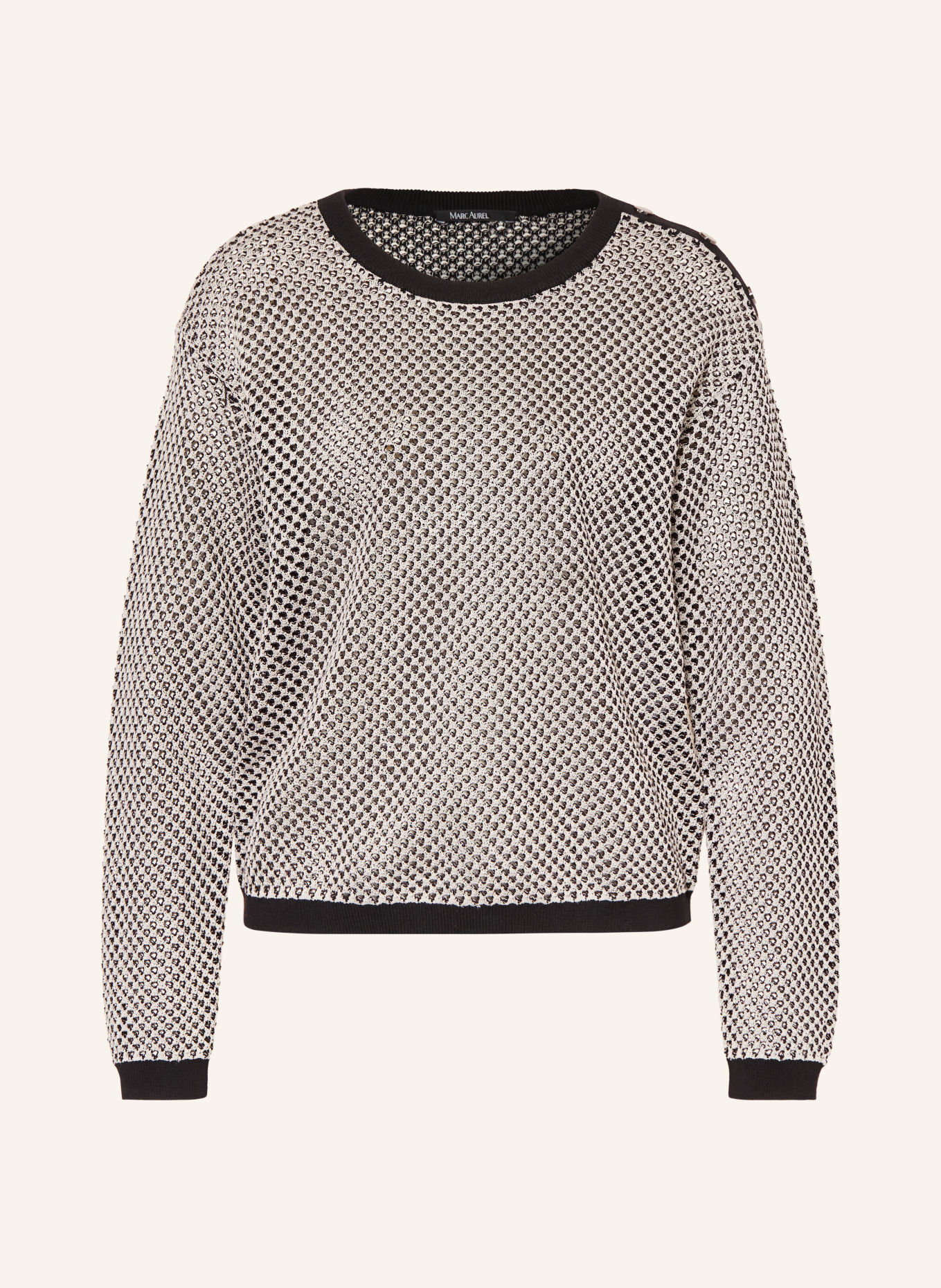 MARC AUREL Pullover mit Glitzergarn: SCHWARZ / CREME