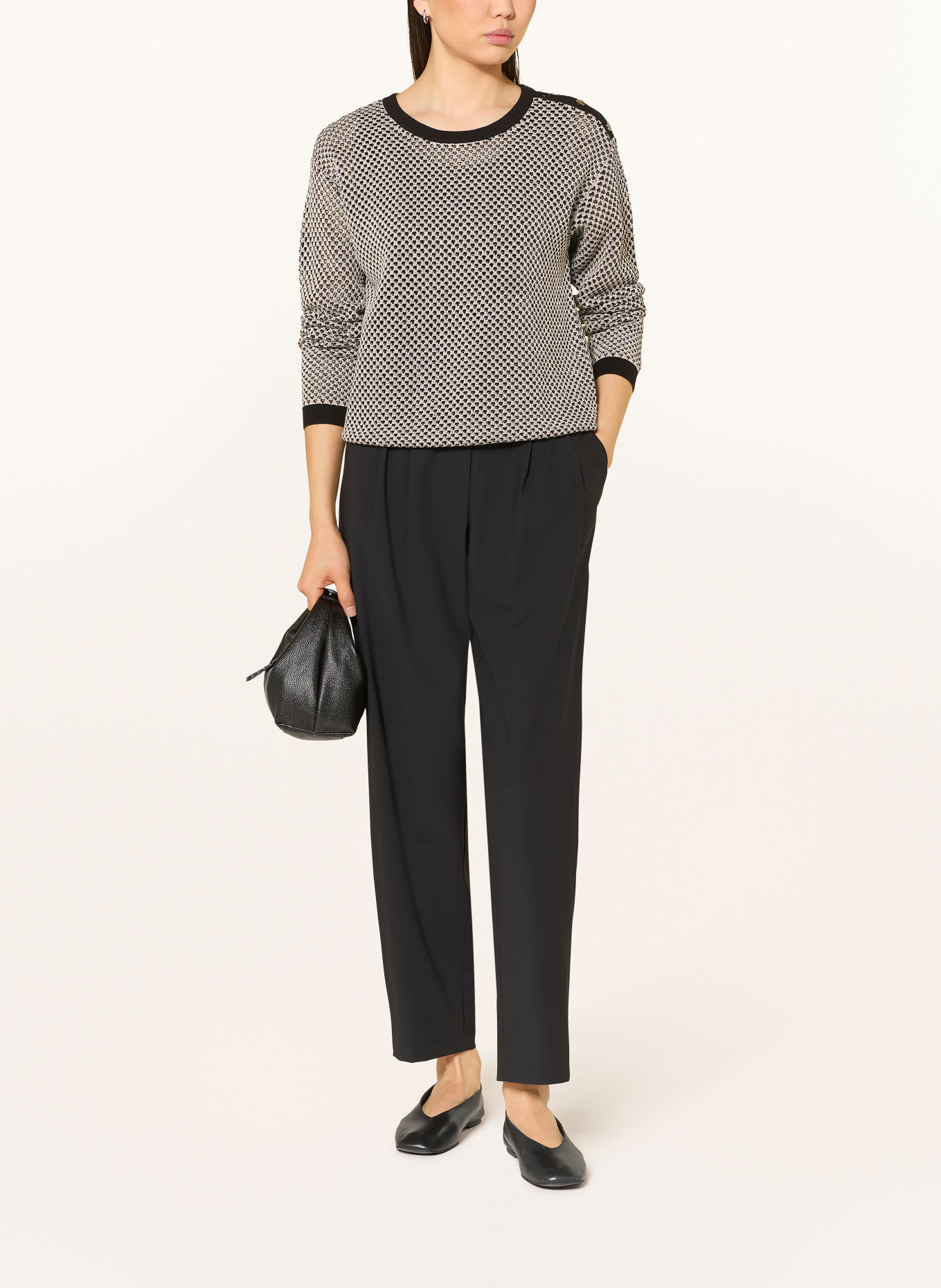 MARC AUREL Pullover mit Glitzergarn: SCHWARZ / CREME