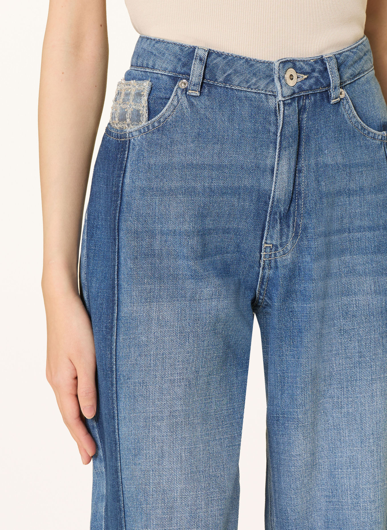 MARC AUREL Barrel Jeans mit Galonstreifen: 500041 blue denim