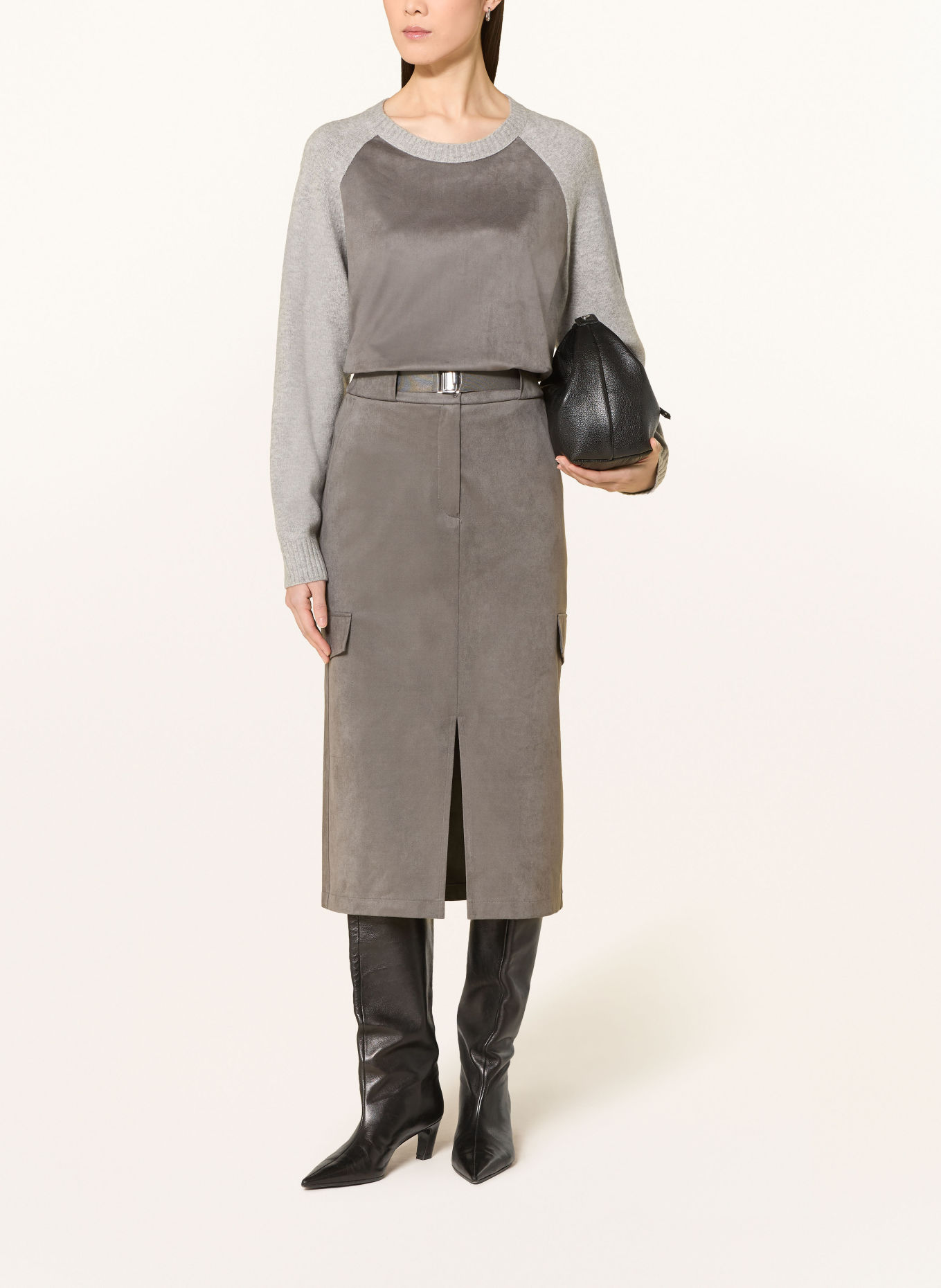 MARC AUREL Leather-look skirt: DARK GRAY