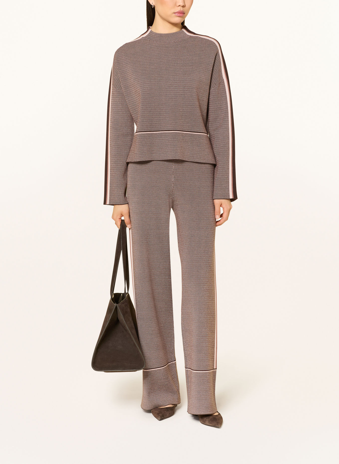 MARC AUREL Pullover: DUNKELBRAUN / ROSÉ / ALTROSA